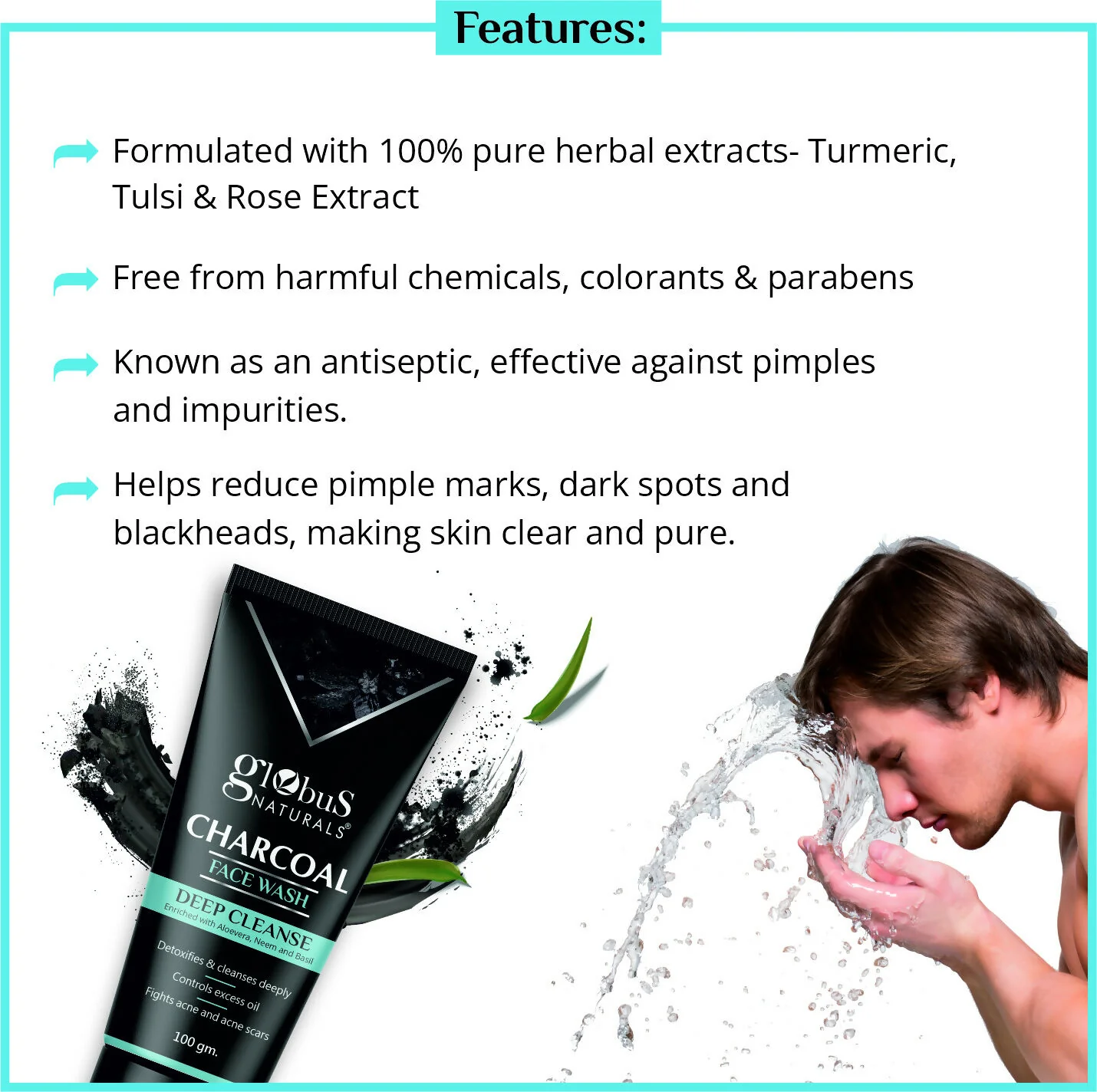 Globus Naturals Charcoal Face Wash - Image 7