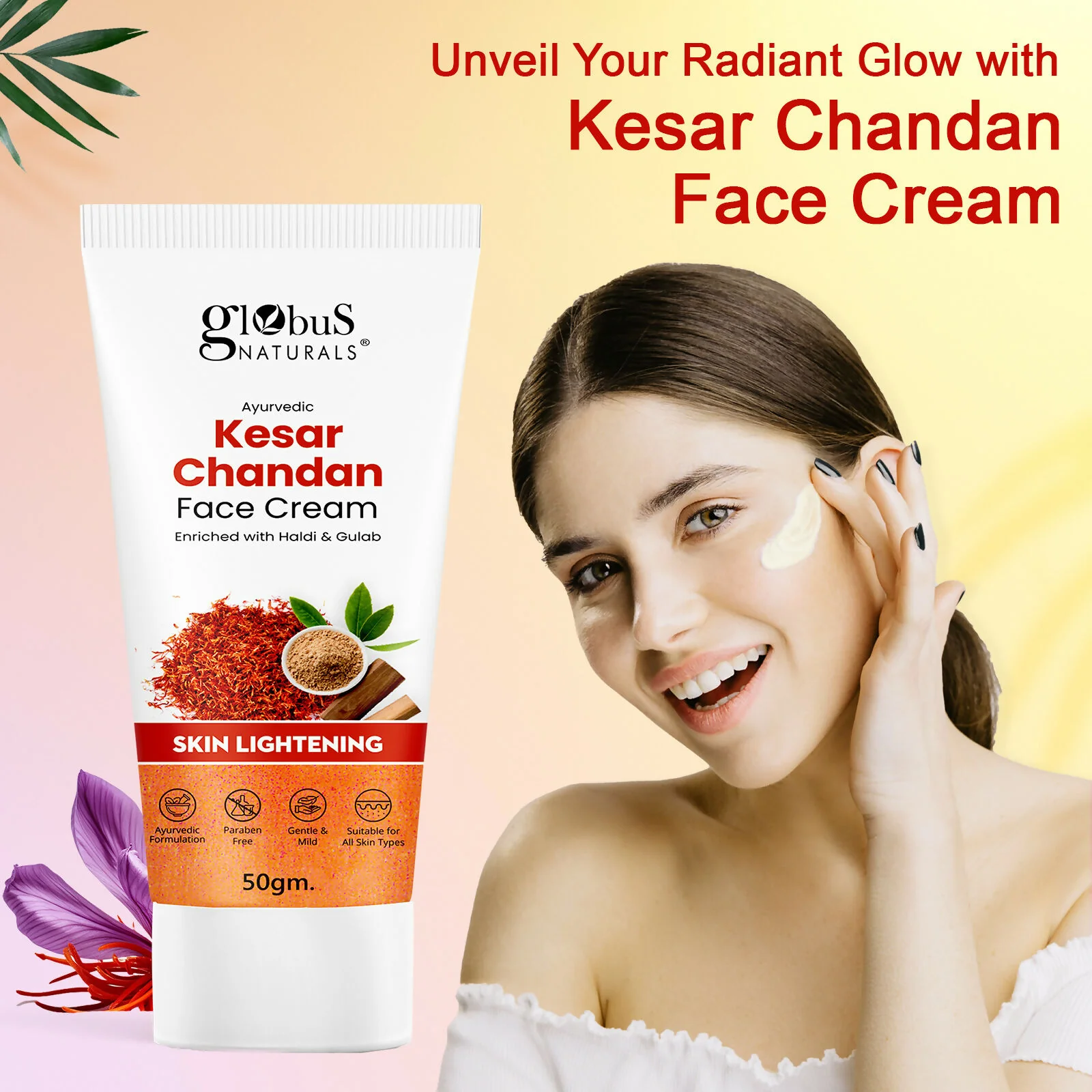 Globus Naturals Daily Glow Kesar Chandan Face Cream with SPF, Skin Lightening Formula For All Skin Types - Image 7