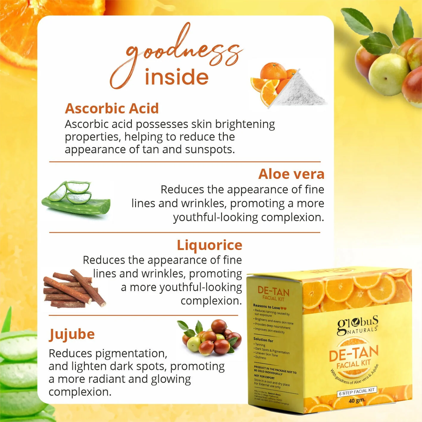 Globus Naturals De-Tan 6 Step Facial Kit - Image 6