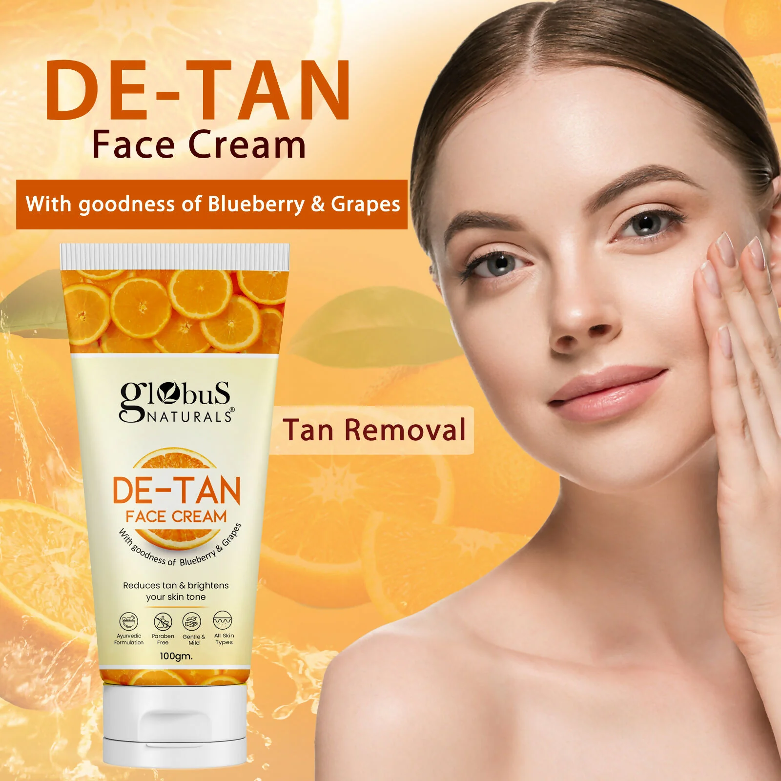 Globus Naturals De Tan Face Cream, Suitable For All Skin Types - Image 3