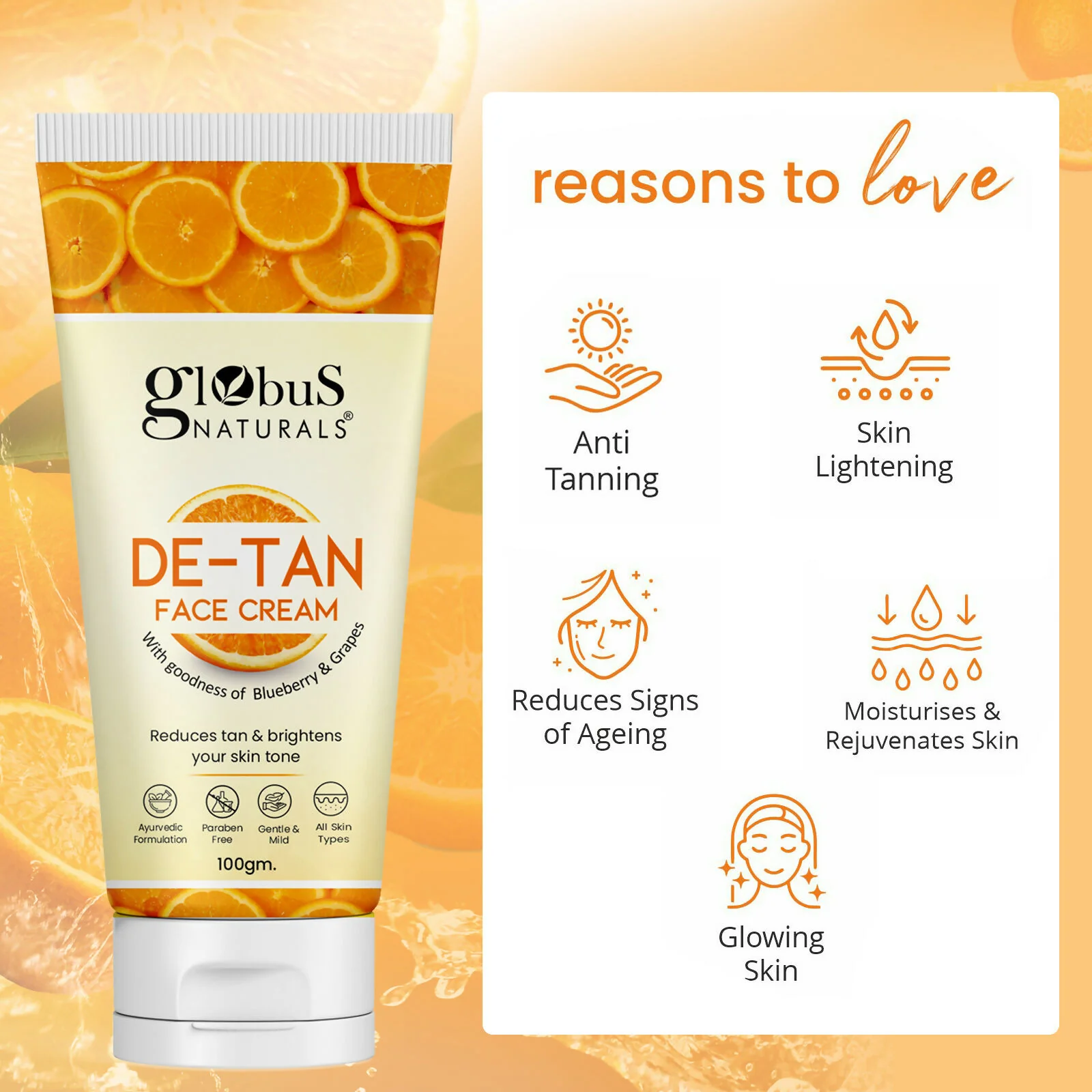 Globus Naturals De Tan Face Cream, Suitable For All Skin Types - Image 4