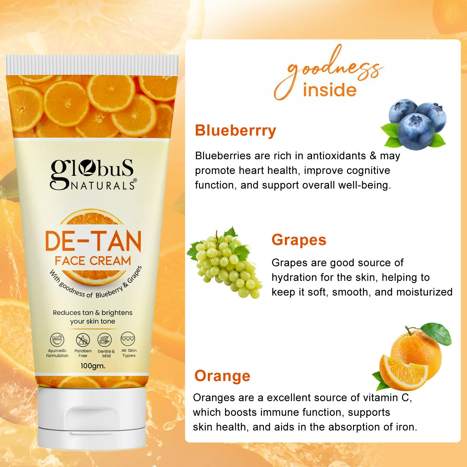 Globus Naturals De Tan Face Cream, Suitable For All Skin Types - Image 5