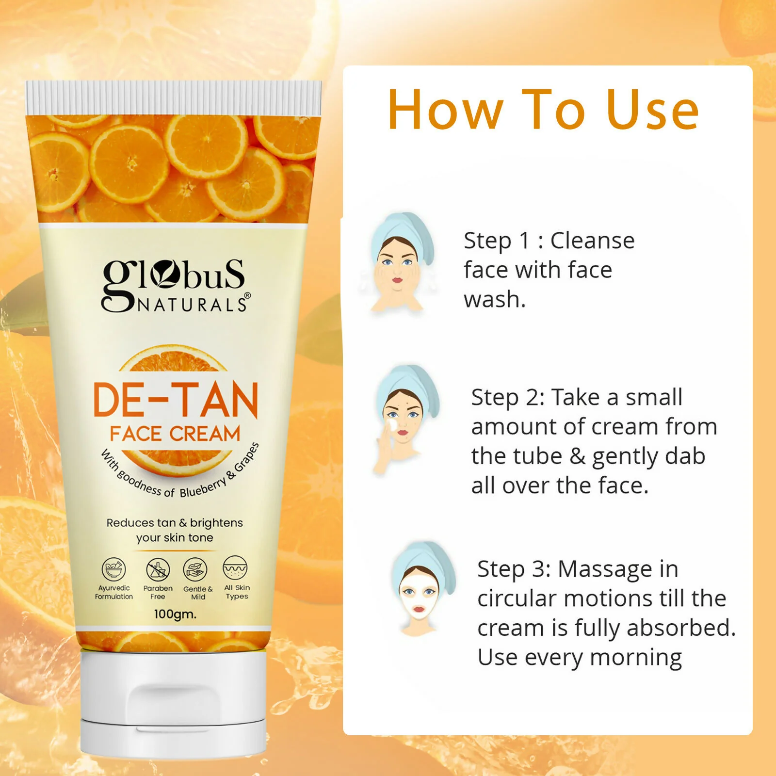 Globus Naturals De Tan Face Cream, Suitable For All Skin Types - Image 6