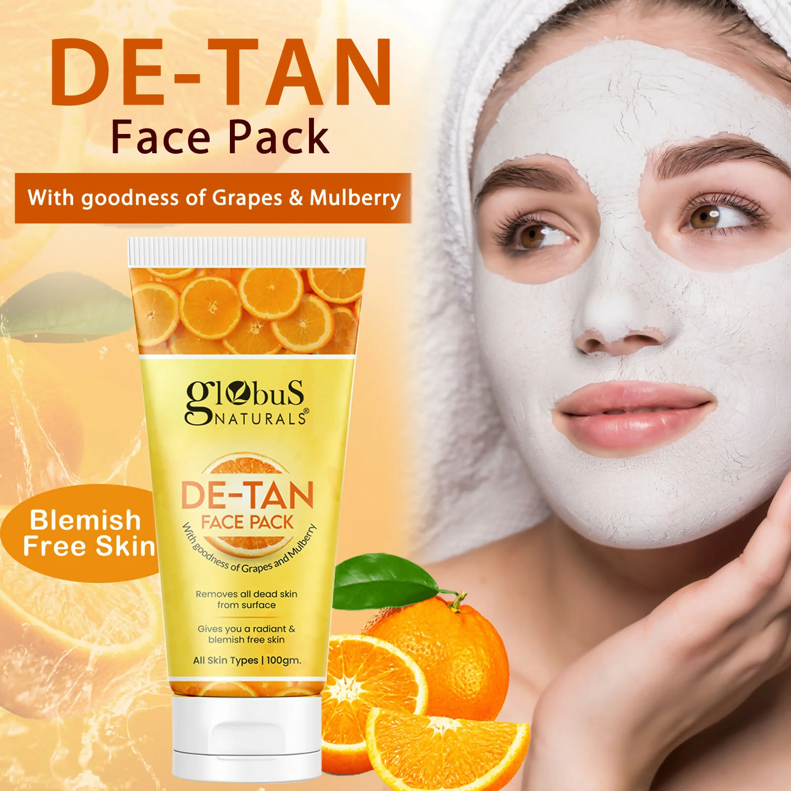 Globus Naturals De Tan Face Pack, Suitable For All Skin Types - Image 4