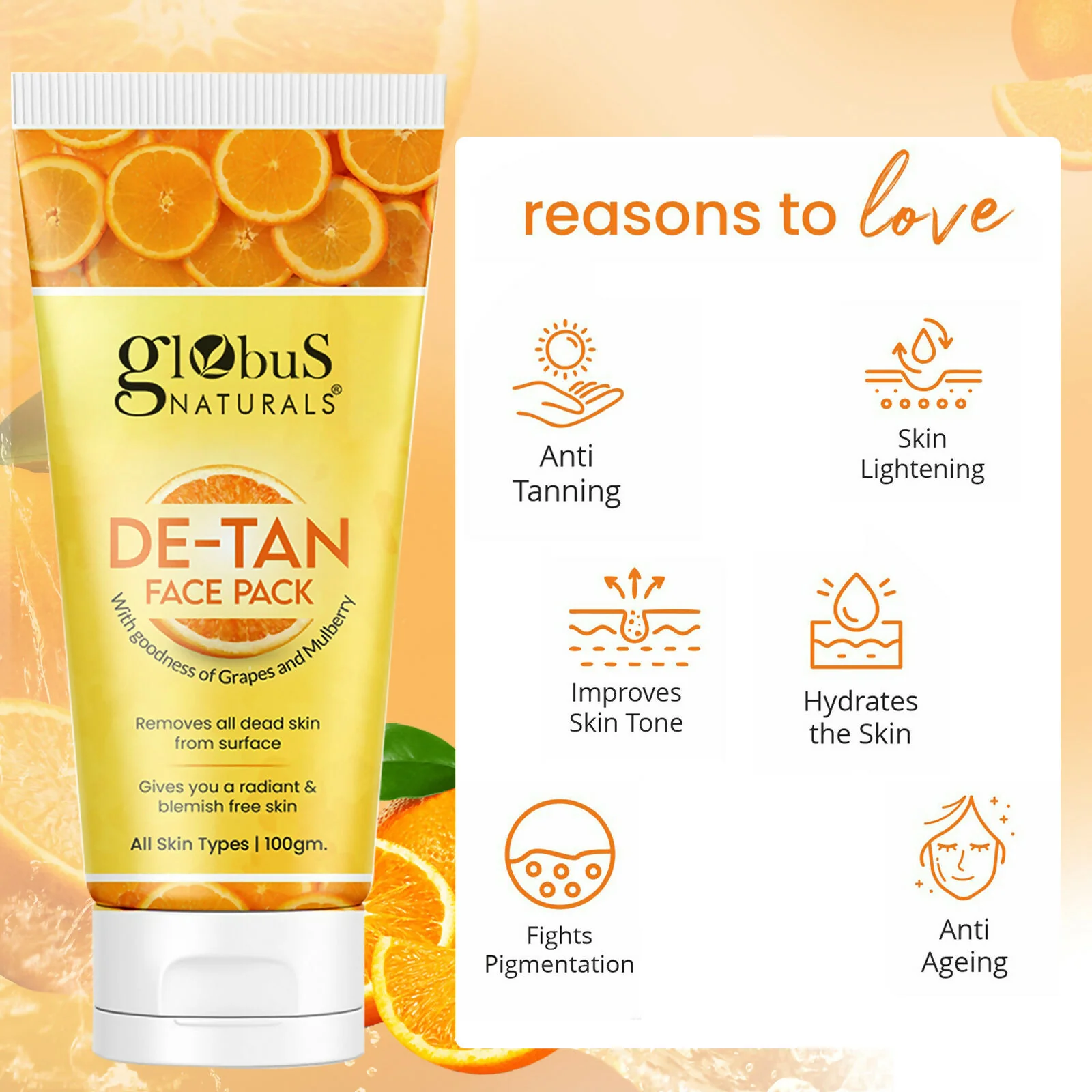 Globus Naturals De Tan Face Pack, Suitable For All Skin Types - Image 6