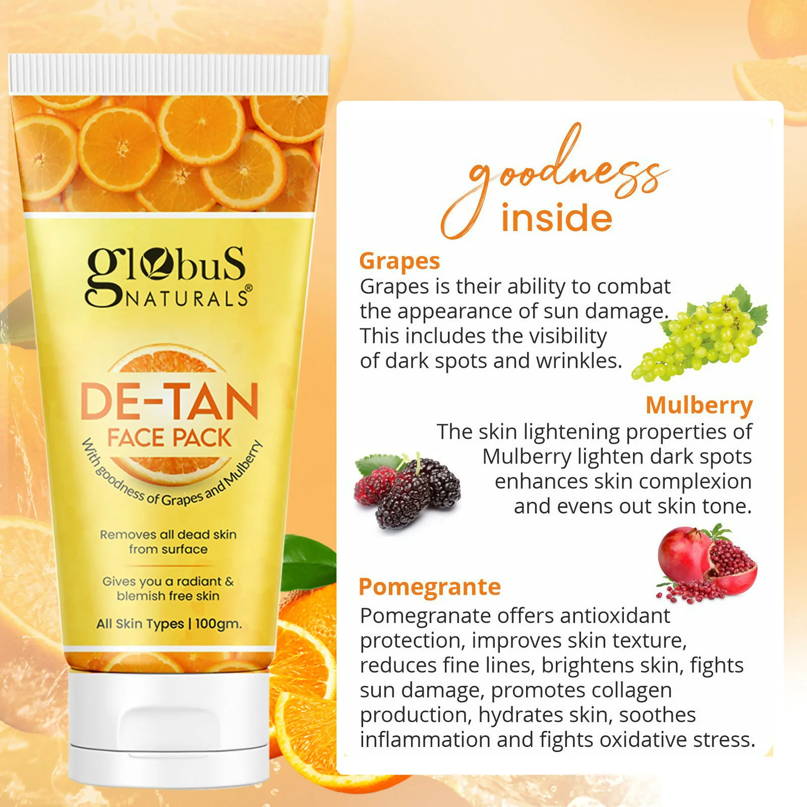 Globus Naturals De Tan Face Pack, Suitable For All Skin Types - Image 7