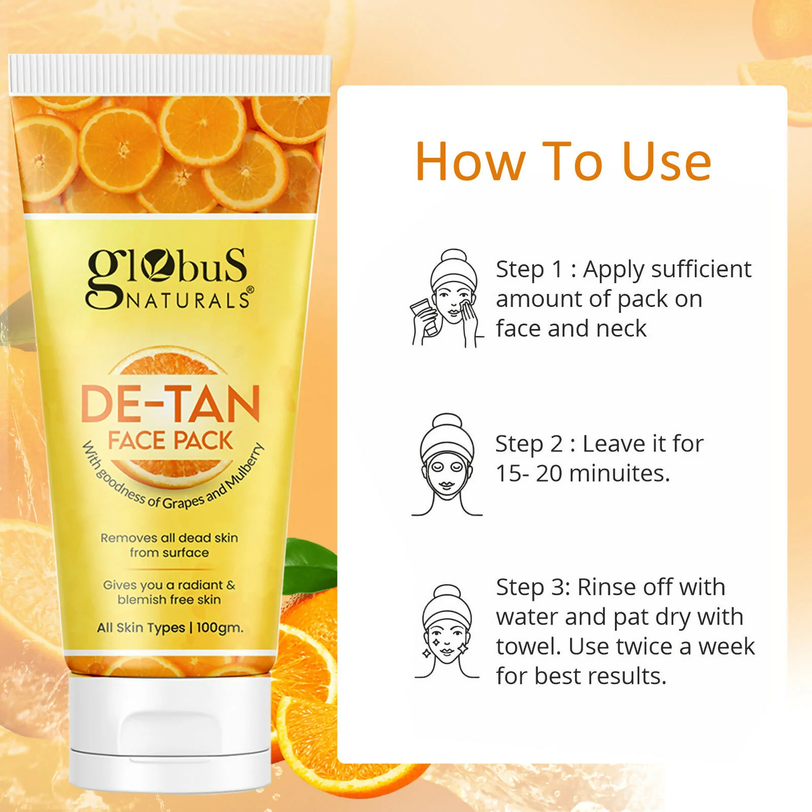 Globus Naturals De Tan Face Pack, Suitable For All Skin Types - Image 8