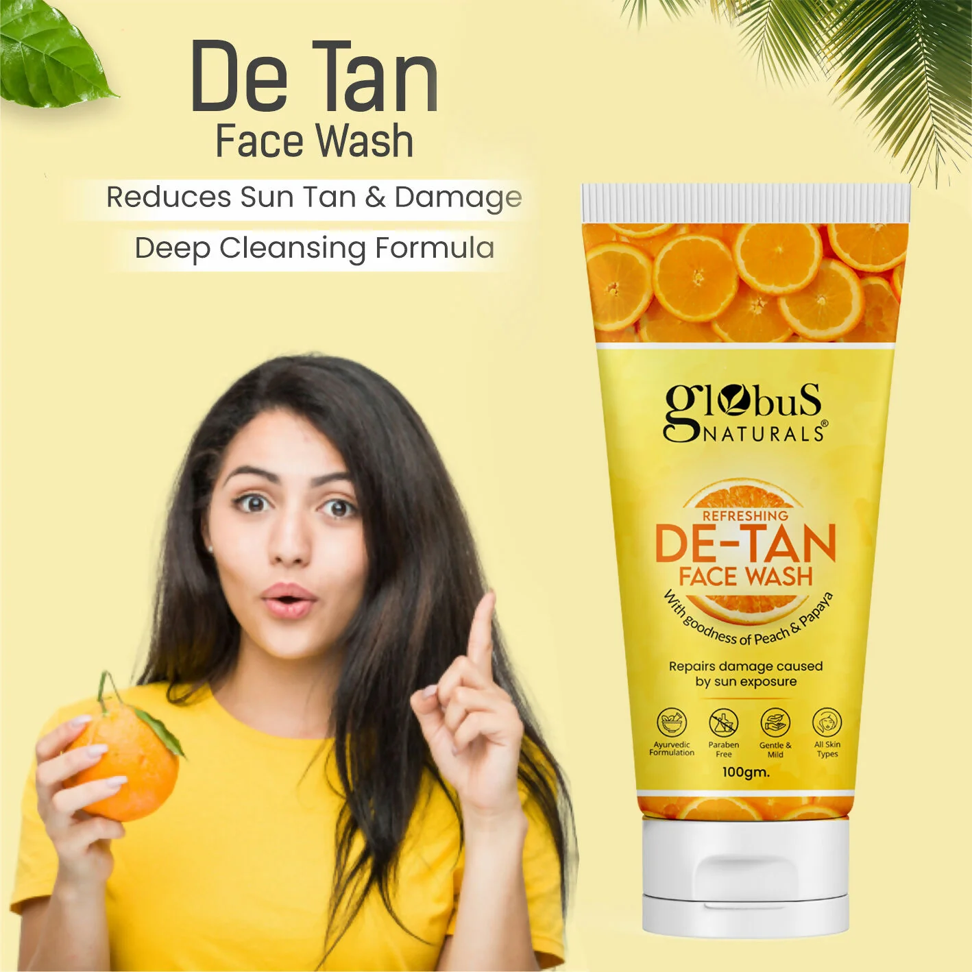 Globus Naturals De Tan Face Wash, Suitable For All Skin Types - Image 3