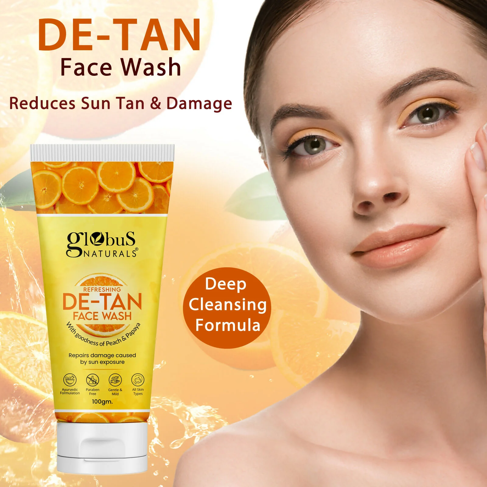 Globus Naturals De Tan Face Wash, Suitable For All Skin Types - Image 4