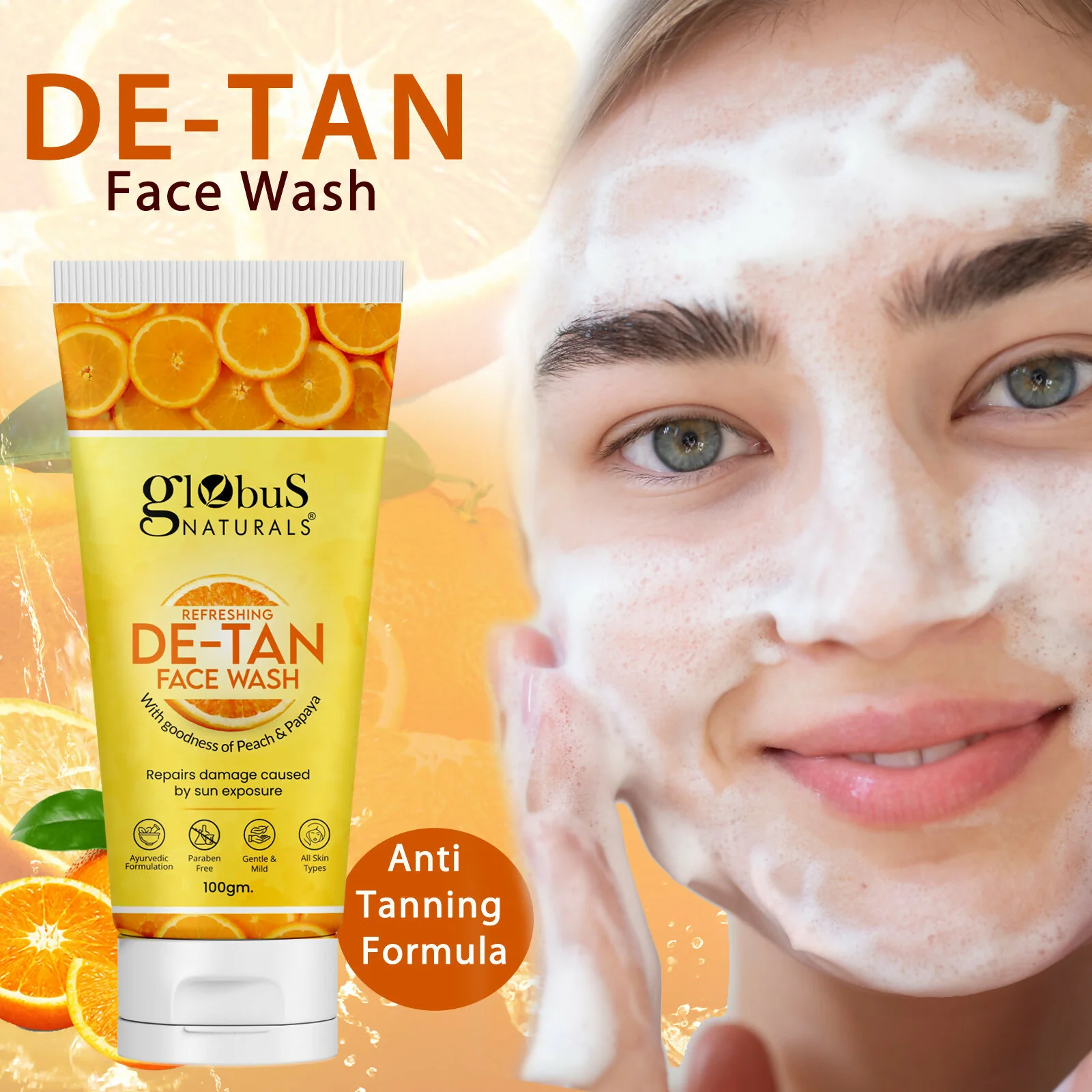 Globus Naturals De Tan Face Wash, Suitable For All Skin Types - Image 5