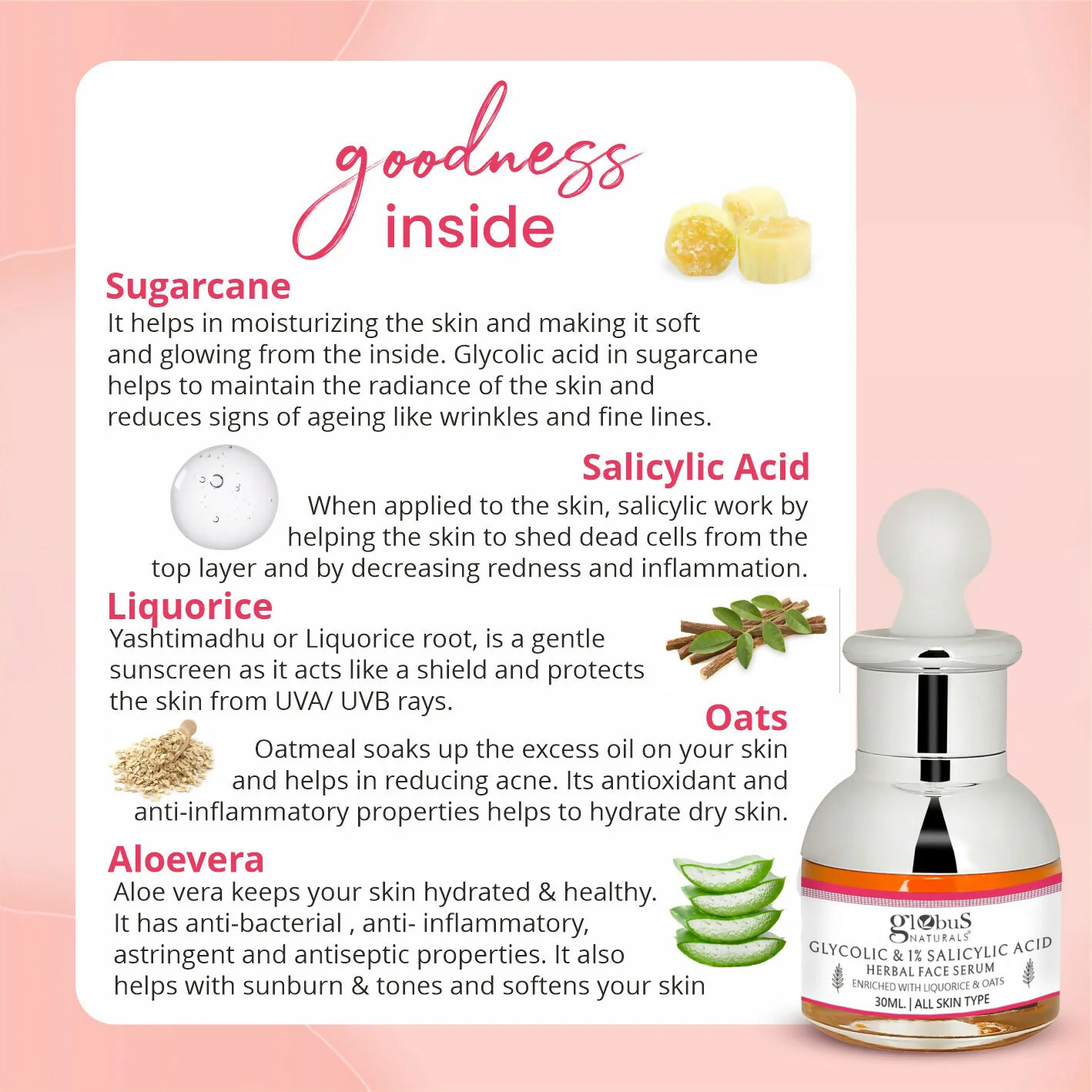 Globus Naturals Glycolic & 1% Salicylic Acid Anti Acne Face Serum - Image 4