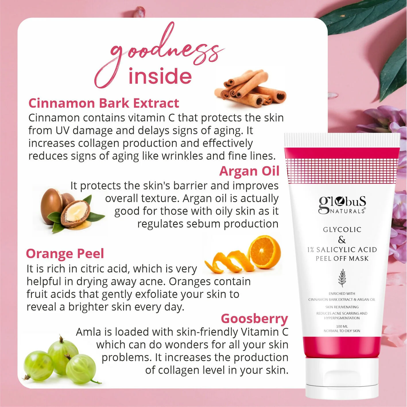 Globus Naturals Glycolic & 1% Salicylic Acid Anti Acne Peel Off Mask - Image 5
