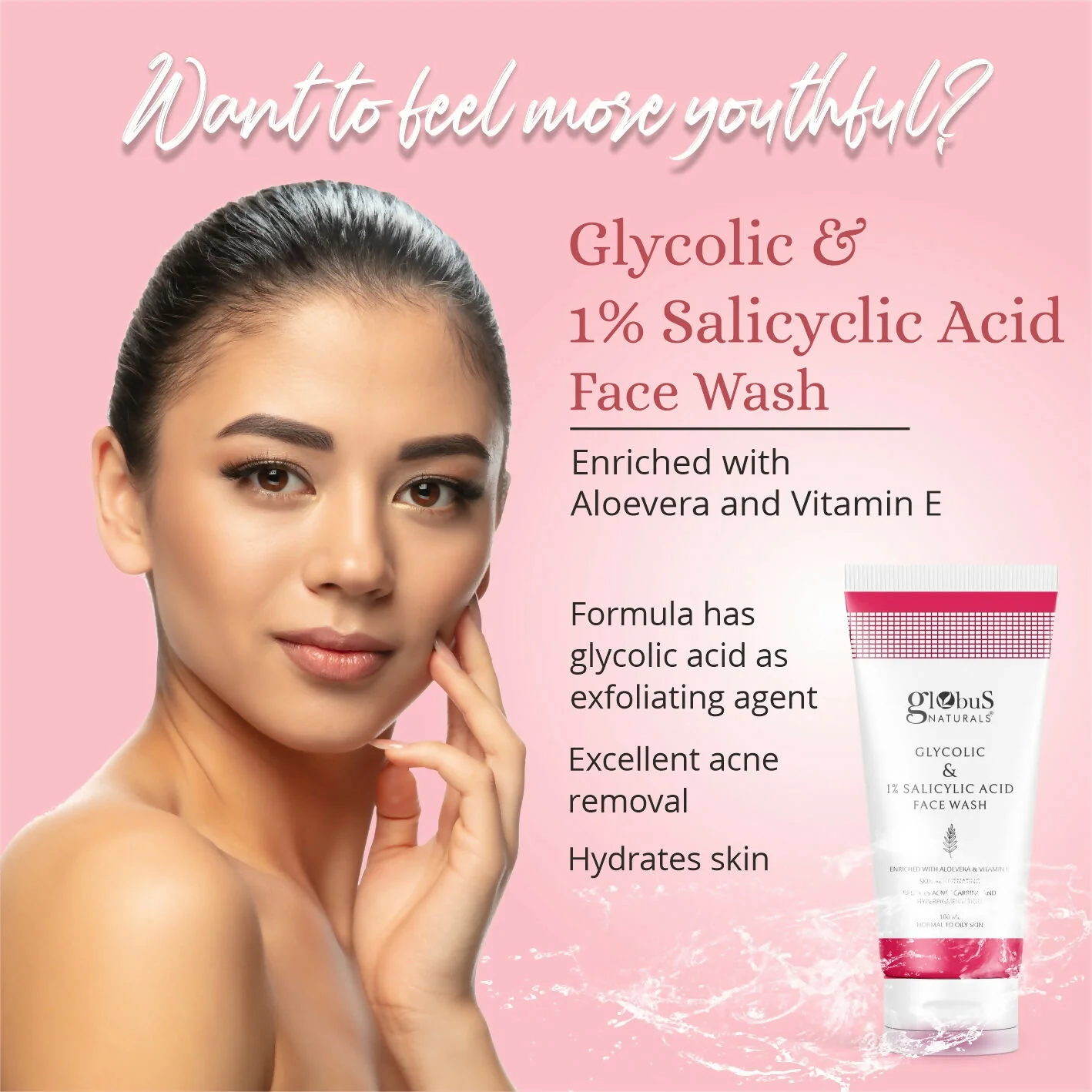 Globus Naturals Glycolic & 1% Salicylic Acid Face wash - Image 4