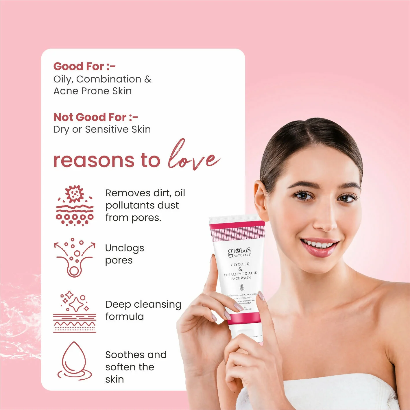 Globus Naturals Glycolic & 1% Salicylic Acid Face wash - Image 5
