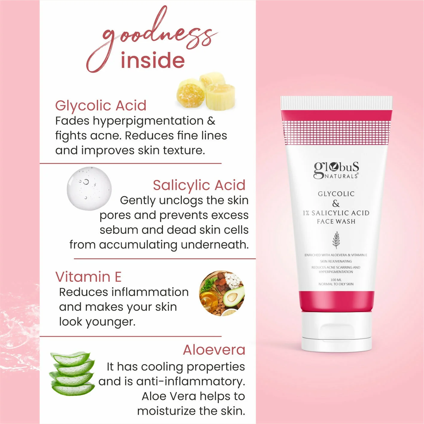 Globus Naturals Glycolic & 1% Salicylic Acid Face wash - Image 6