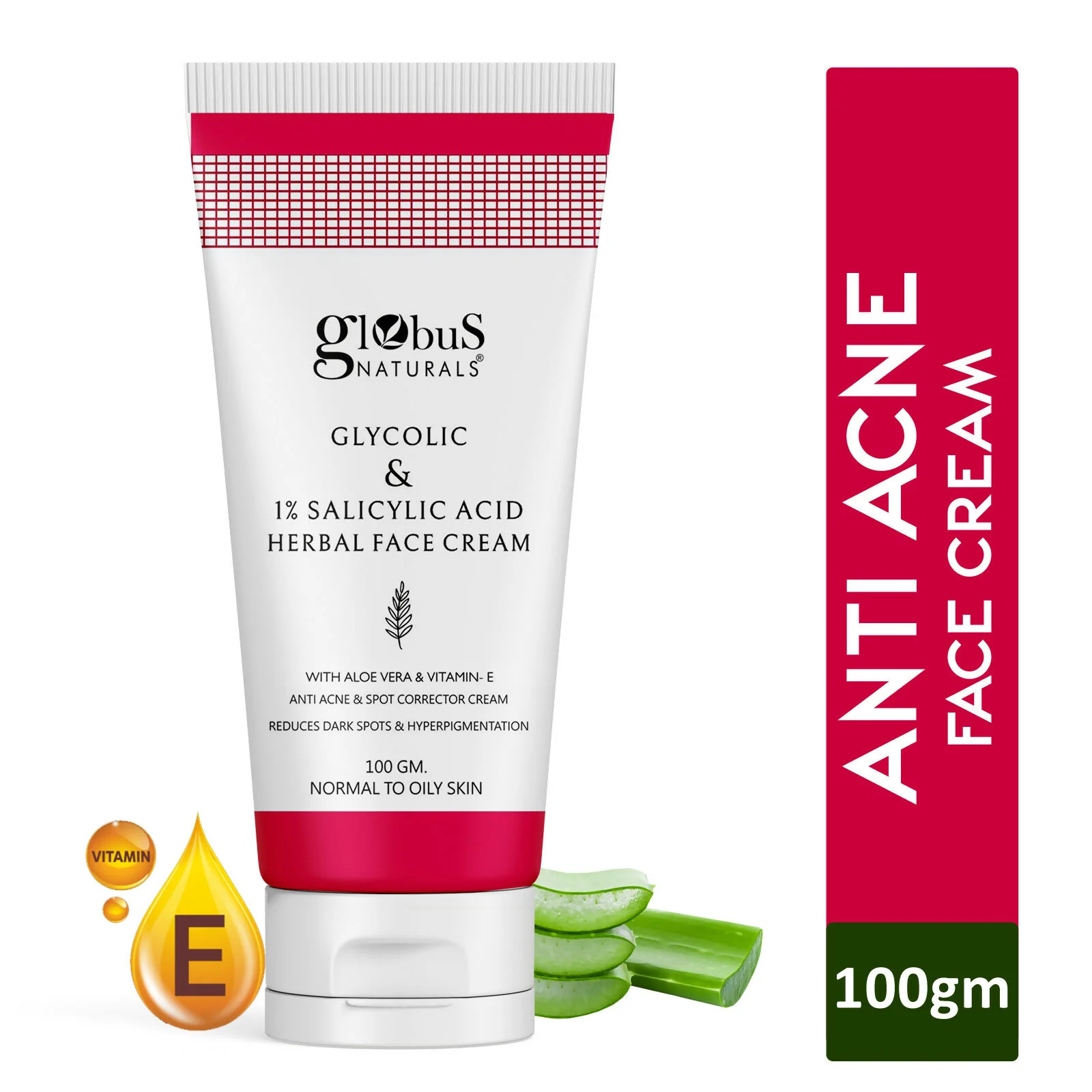 Globus Naturals Glycolic & 1% Salicylic Acid Herbal Anti Acne Face Cream - Image 2