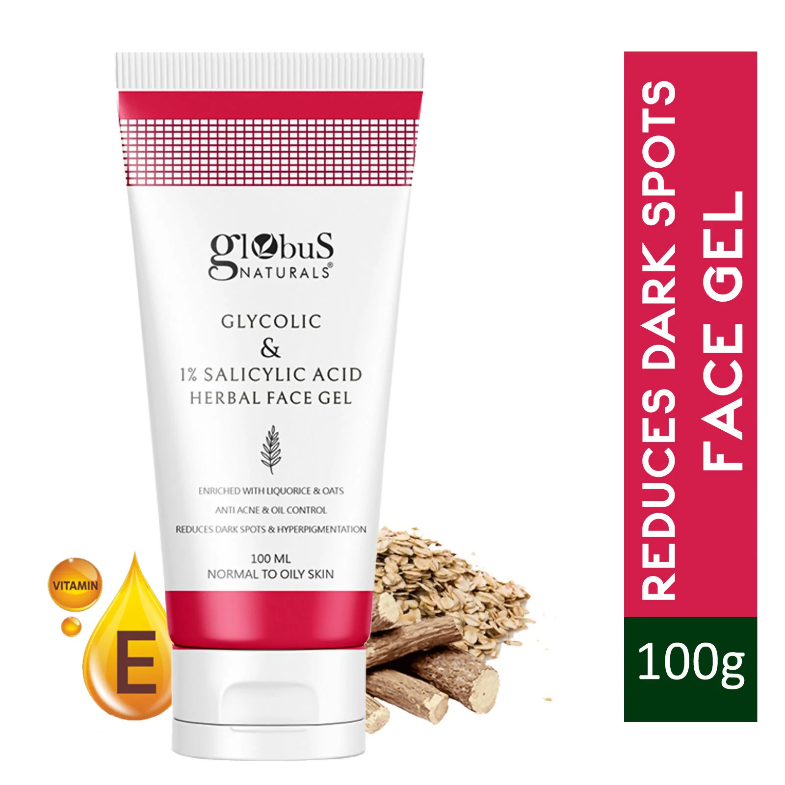 Globus Naturals Glycolic & 1% Salicylic Acid Herbal Anti Acne Face Gel - Image 2