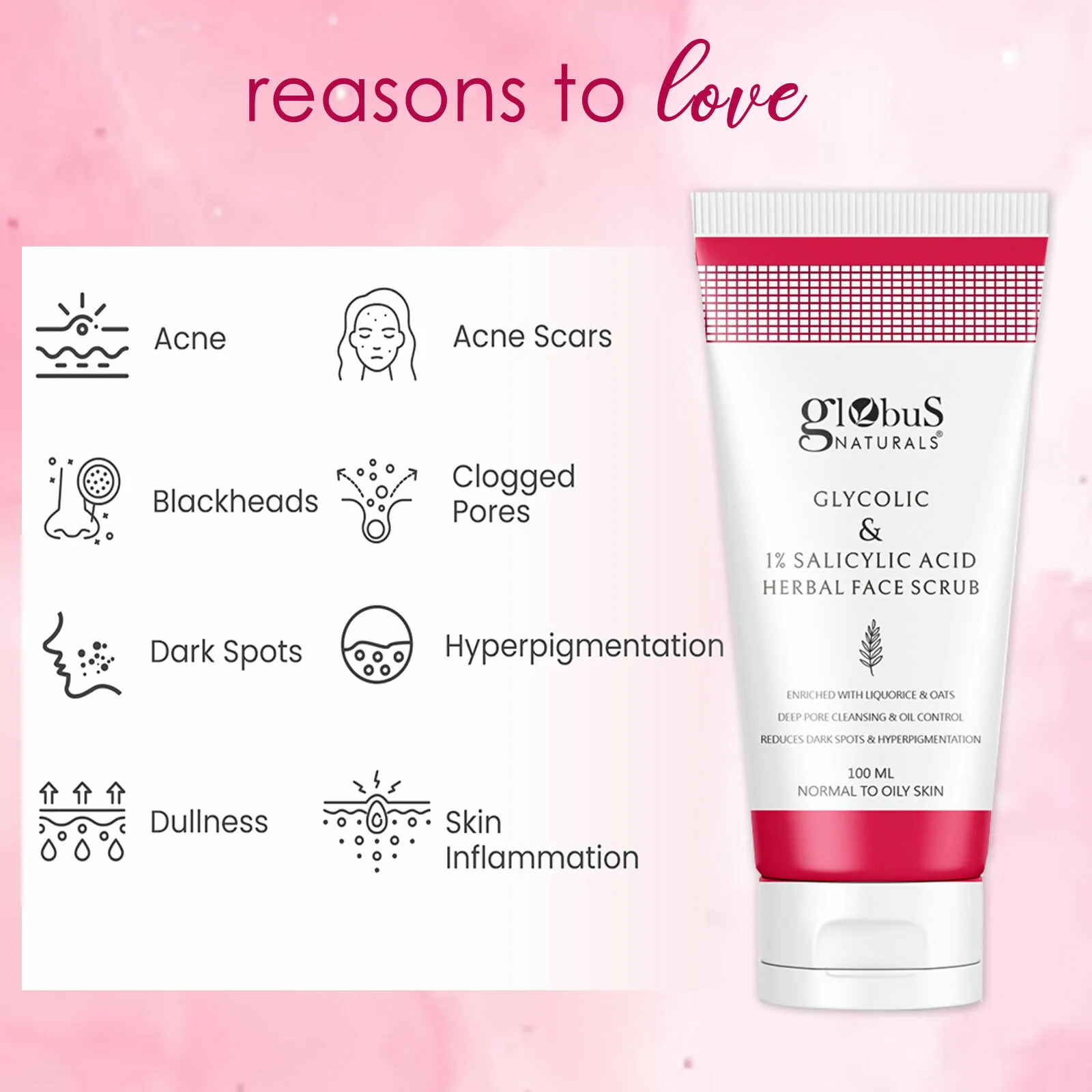Globus Naturals Glycolic & 1% Salicylic Acid Herbal Anti Acne Face Scrub - Image 4