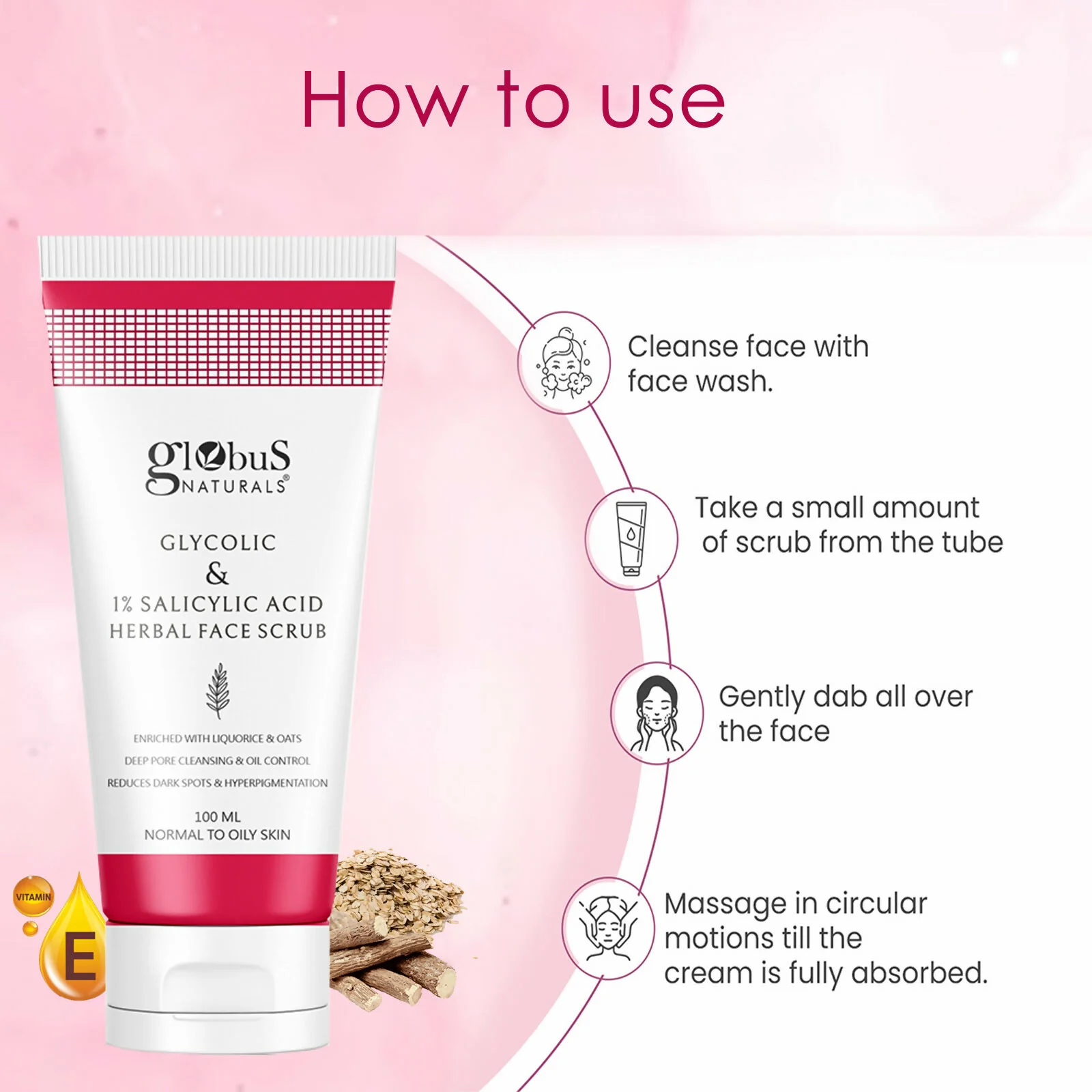 Globus Naturals Glycolic & 1% Salicylic Acid Herbal Anti Acne Face Scrub - Image 6