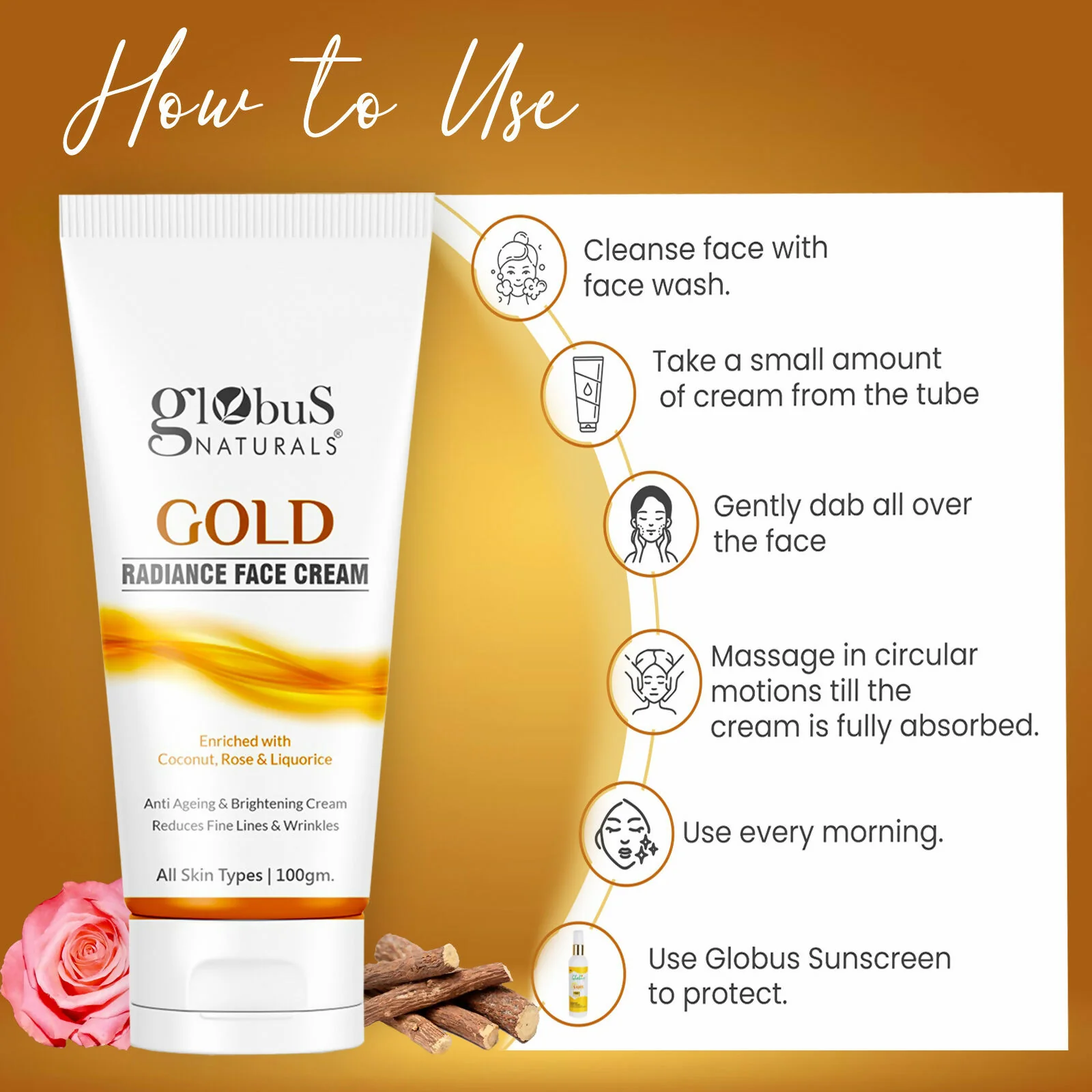 Globus Naturals Gold Radiance Anti Ageing & Brightening Face Cream - Image 6