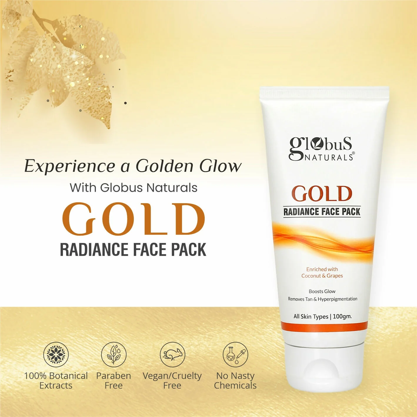 Globus Naturals Gold Radiance Anti Ageing & Brightening Face Pack - Image 3