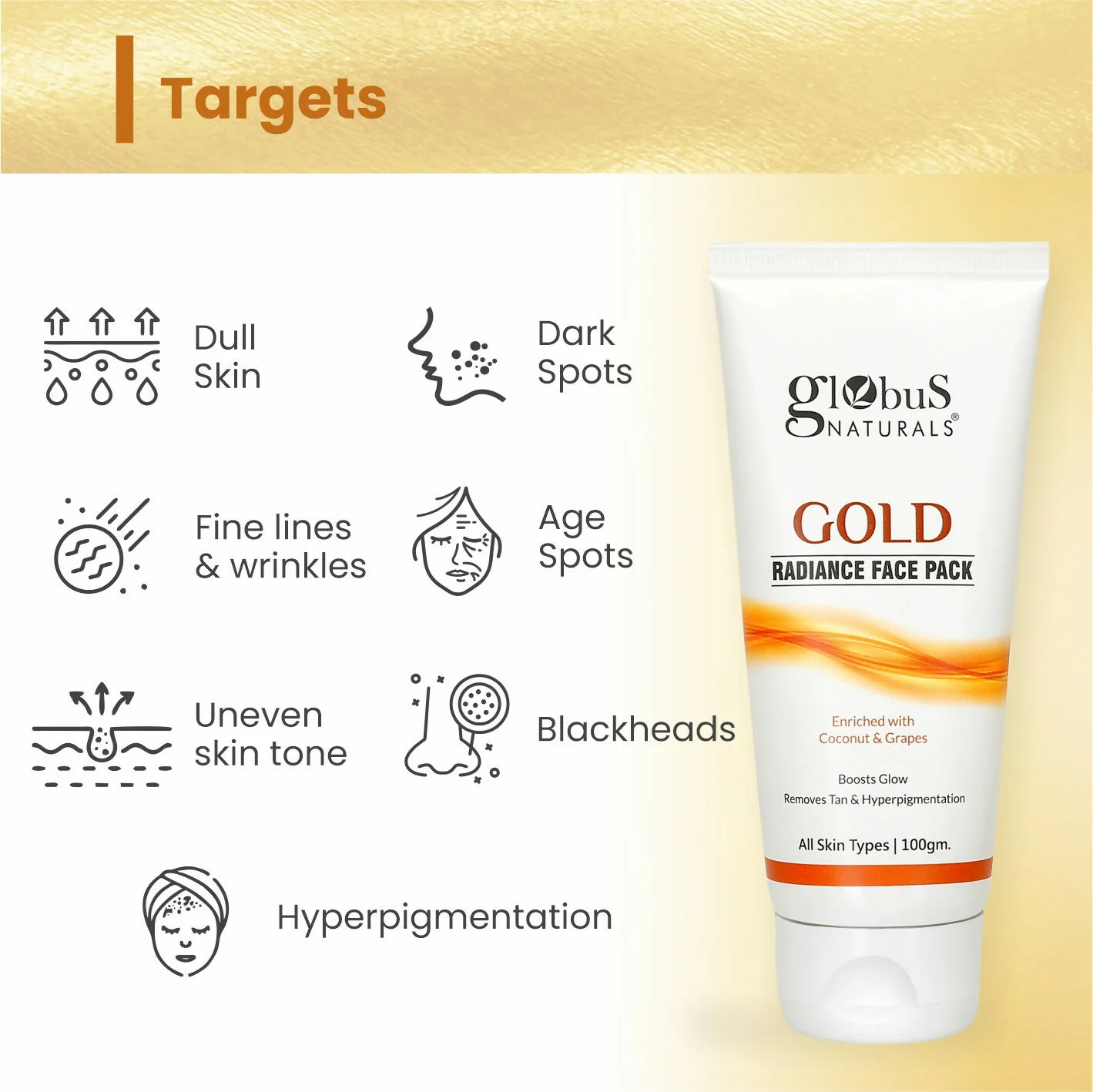 Globus Naturals Gold Radiance Anti Ageing & Brightening Face Pack - Image 4