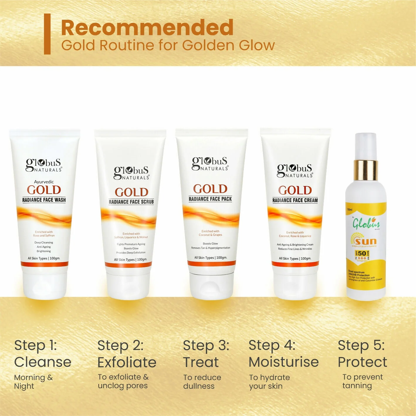 Globus Naturals Gold Radiance Anti Ageing & Brightening Face Pack - Image 6