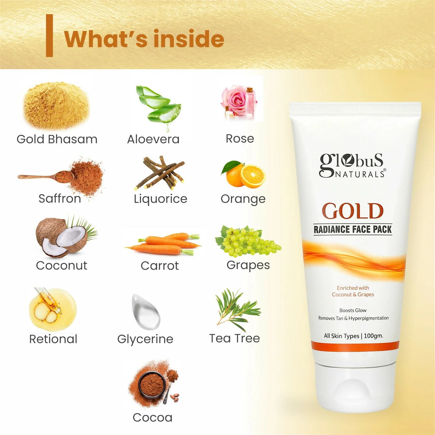 Globus Naturals Gold Radiance Anti Ageing & Brightening Face Pack - Image 7