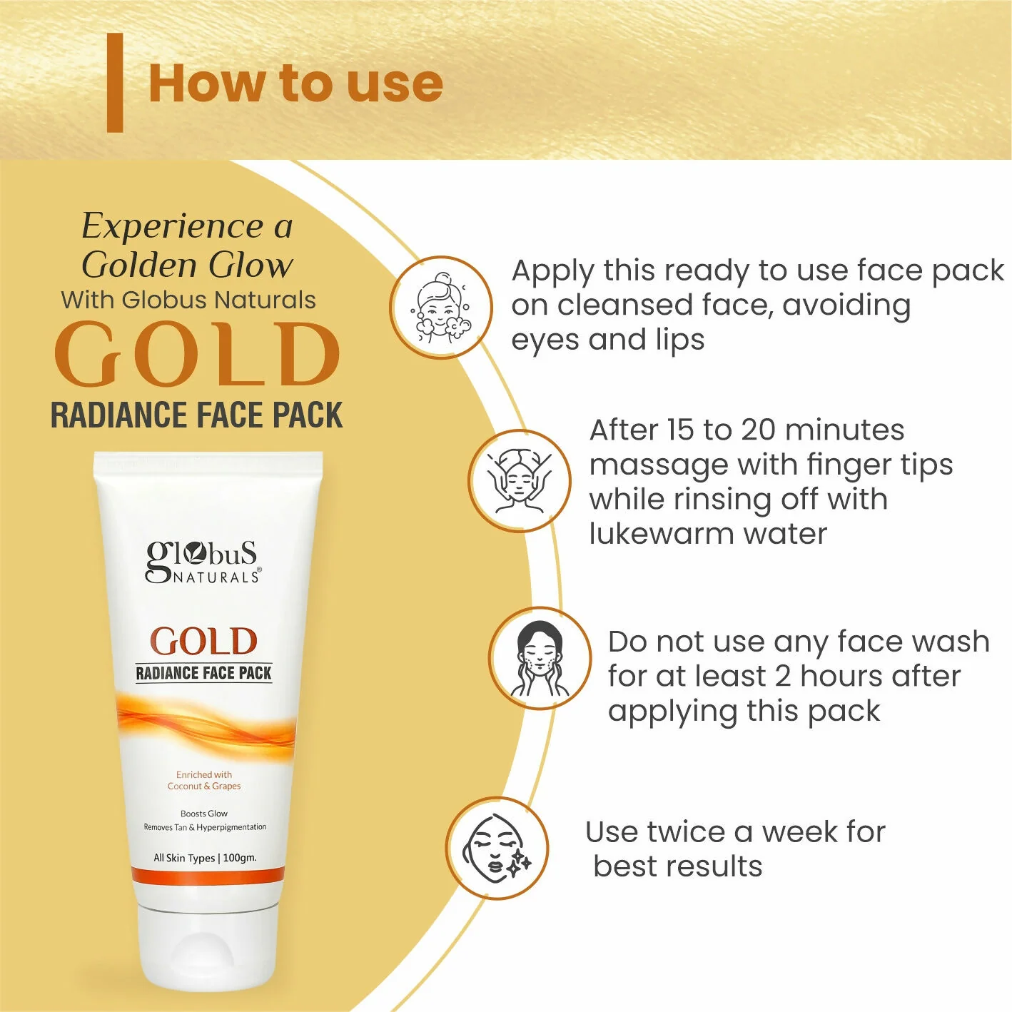 Globus Naturals Gold Radiance Anti Ageing & Brightening Face Pack - Image 8