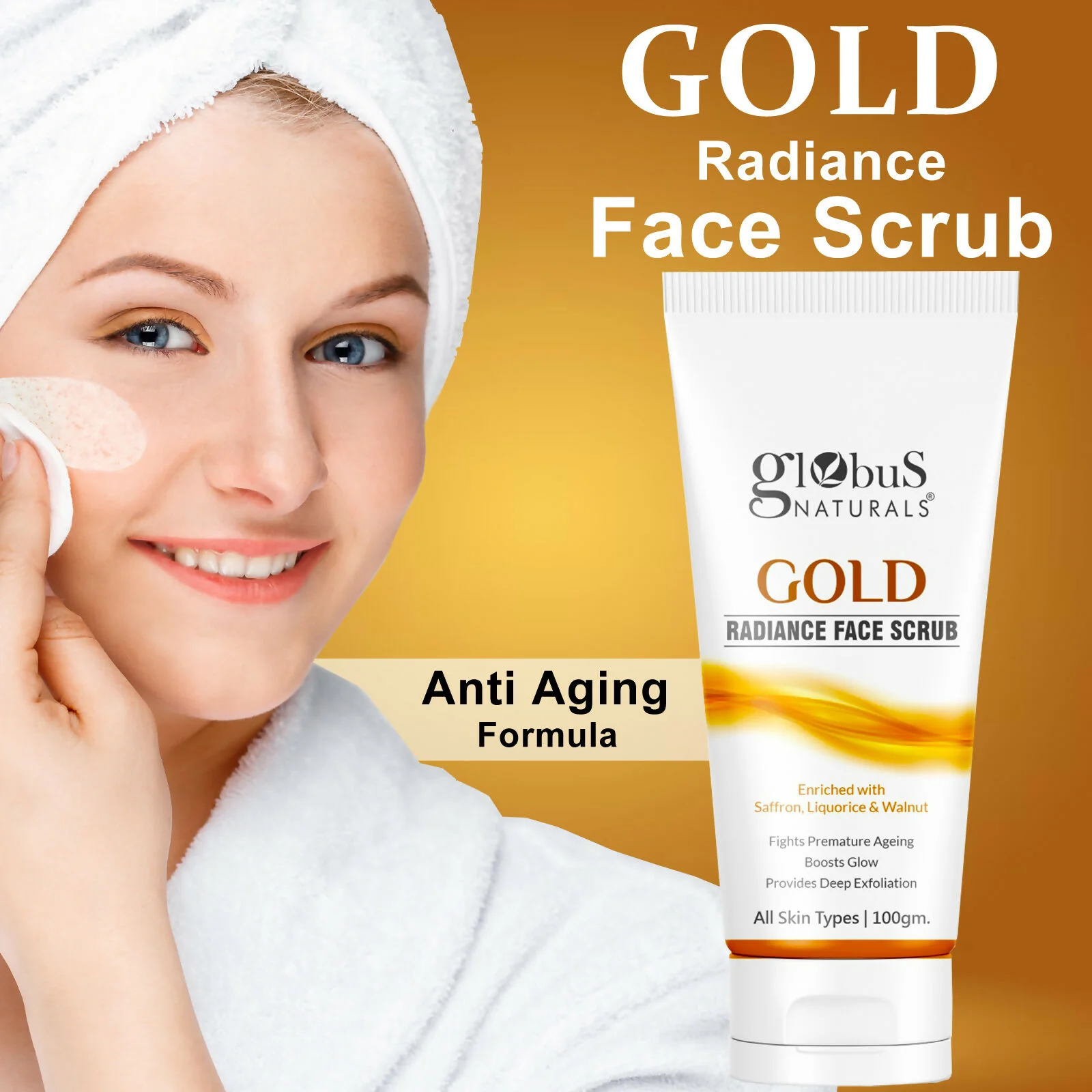 Globus Naturals Gold Radiance Anti Ageing & Brightening Face Scrub - Image 4