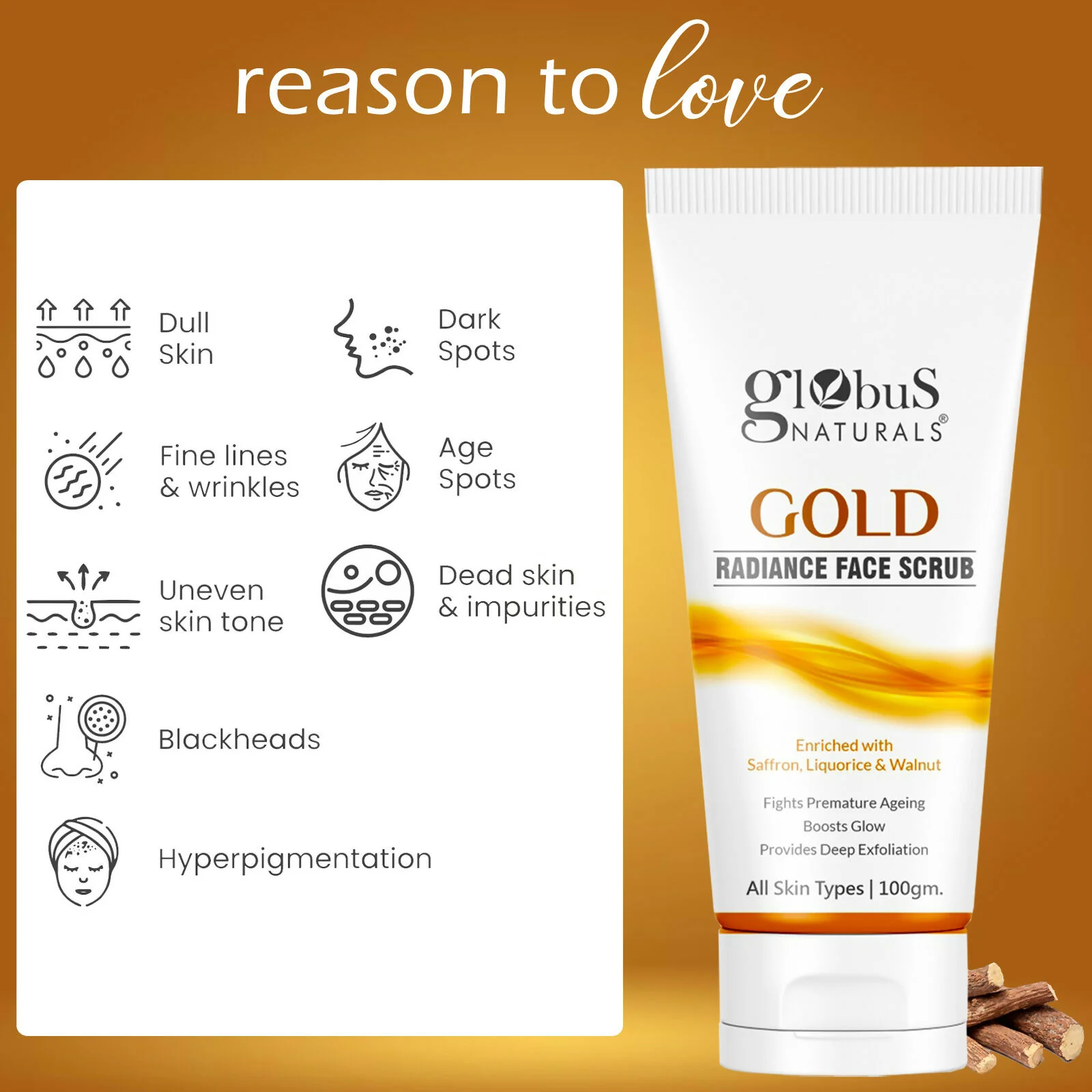 Globus Naturals Gold Radiance Anti Ageing & Brightening Face Scrub - Image 5
