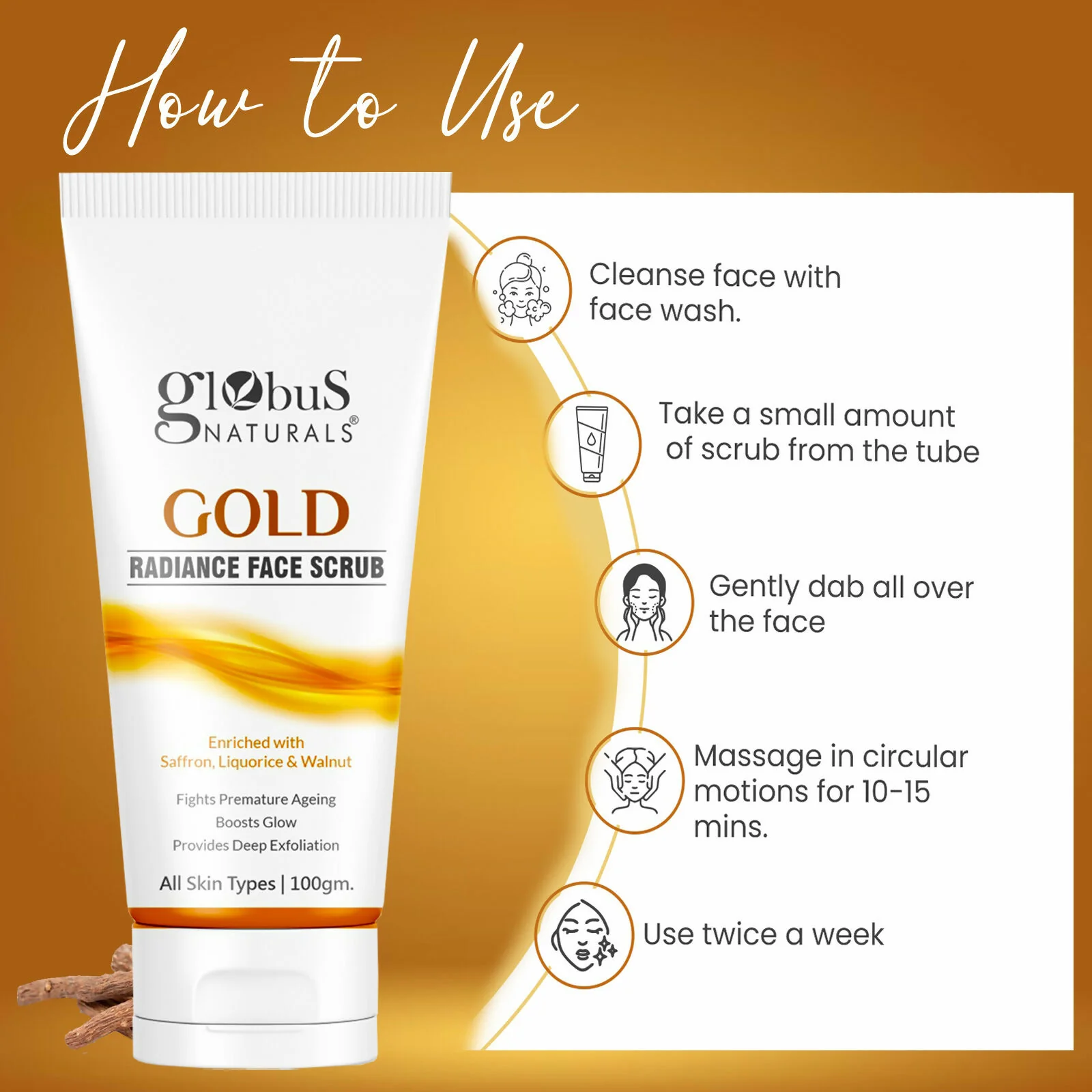 Globus Naturals Gold Radiance Anti Ageing & Brightening Face Scrub - Image 7