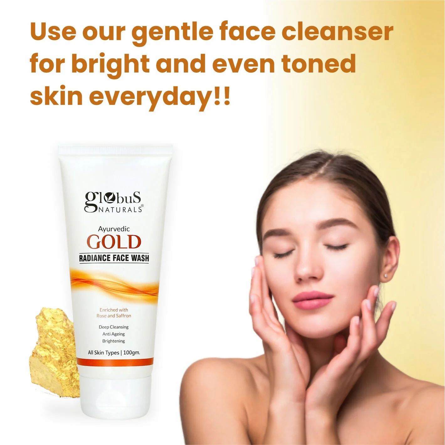 Globus Naturals Gold Radiance Anti Ageing & Brightening Face Wash - Image 4