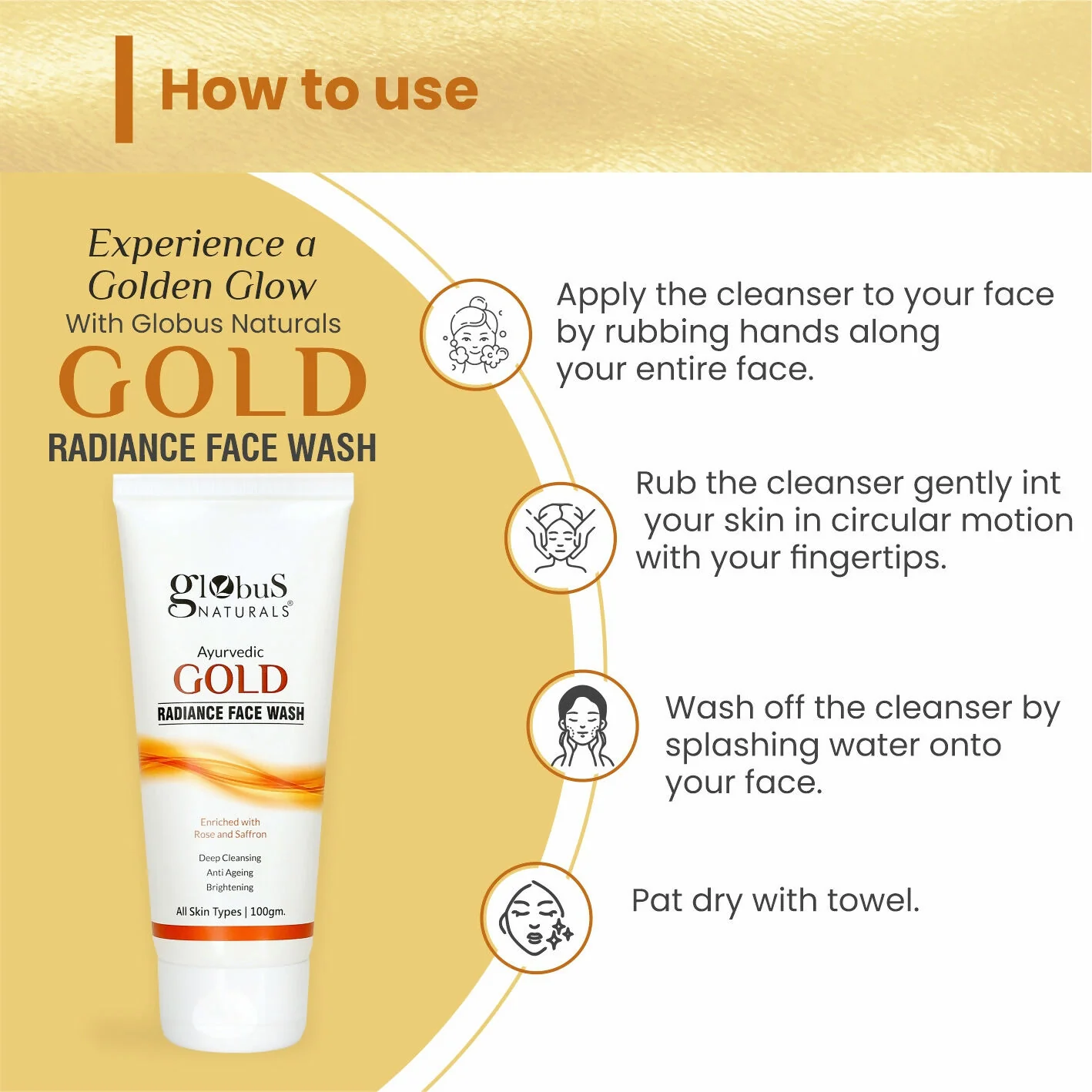 Globus Naturals Gold Radiance Anti Ageing & Brightening Face Wash - Image 6