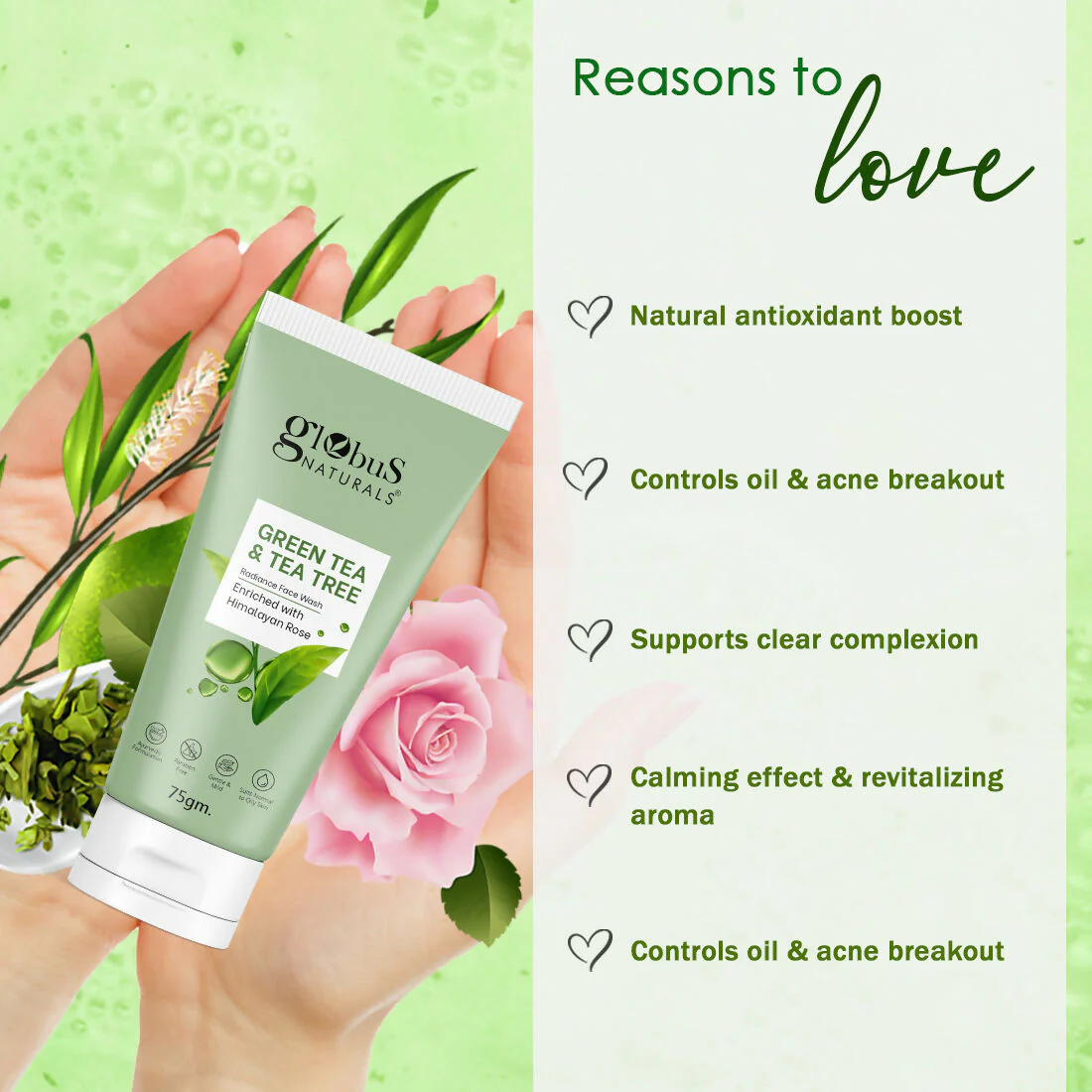 Globus Naturals Green Tea & Tea Tree Face Wash - Image 4