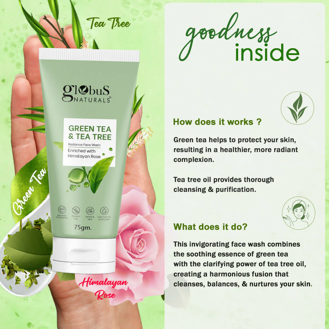 Globus Naturals Green Tea & Tea Tree Face Wash - Image 5