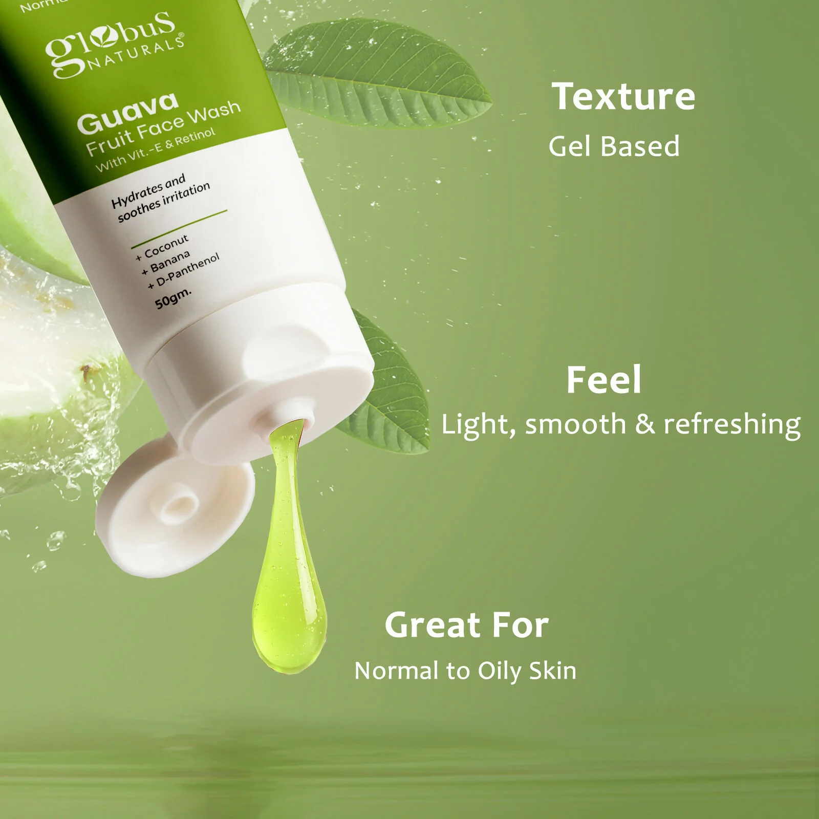 Globus Naturals Guava Fruit Face Wash with Vitamin E & Retinol - Image 3