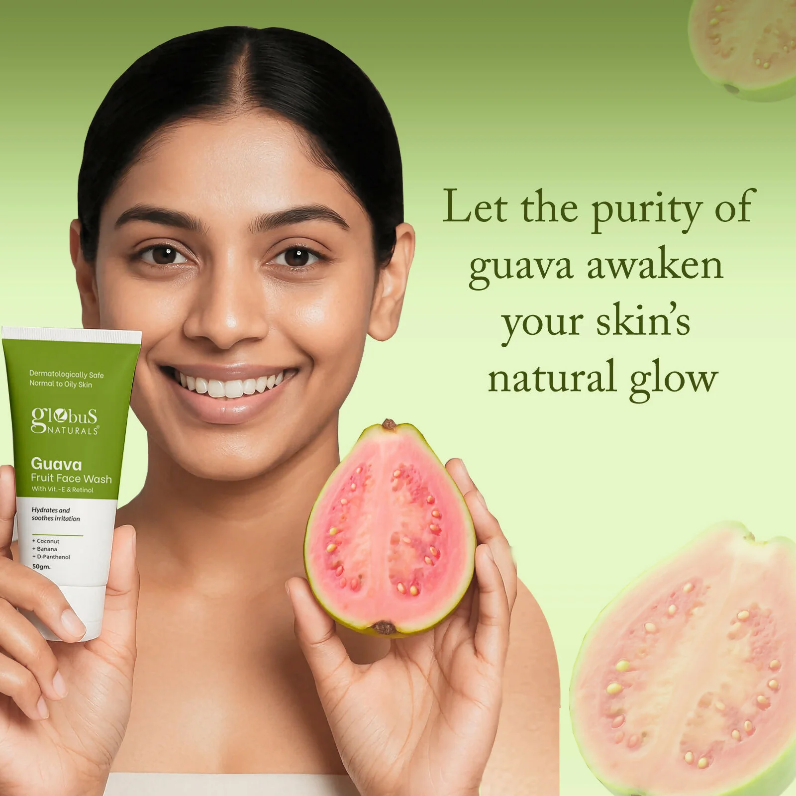 Globus Naturals Guava Fruit Face Wash with Vitamin E & Retinol - Image 5