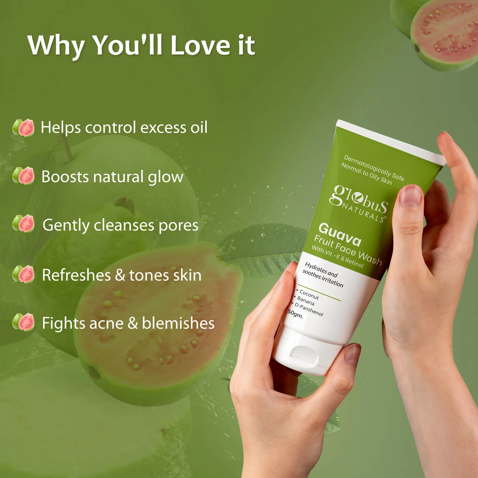 Globus Naturals Guava Fruit Face Wash with Vitamin E & Retinol - Image 6