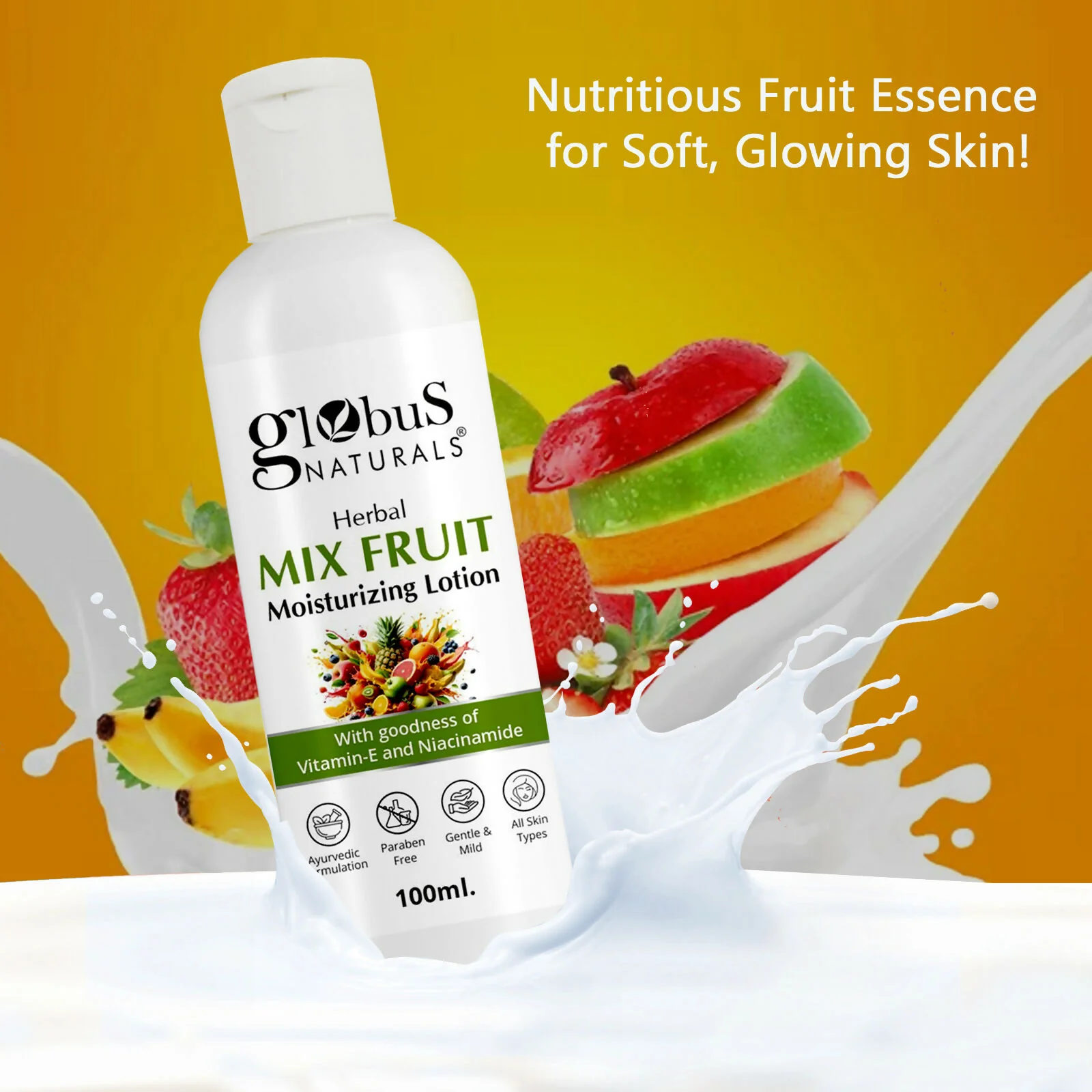 Globus Naturals Herbal Mix Fruit Moisturizing Body Lotion For Radiant, Glowing Skin, All Skin Types - Image 4