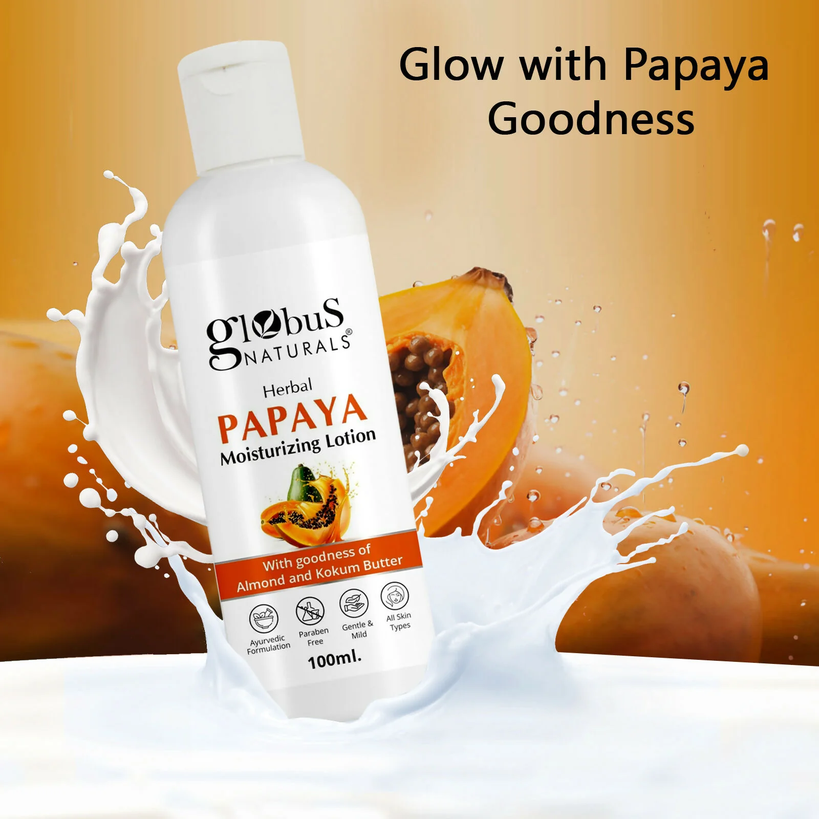 Globus Naturals Herbal Papaya Moisturizing Body Lotion For Nourishment, Glowing & Youthful Skin, All Skin Types - Image 4