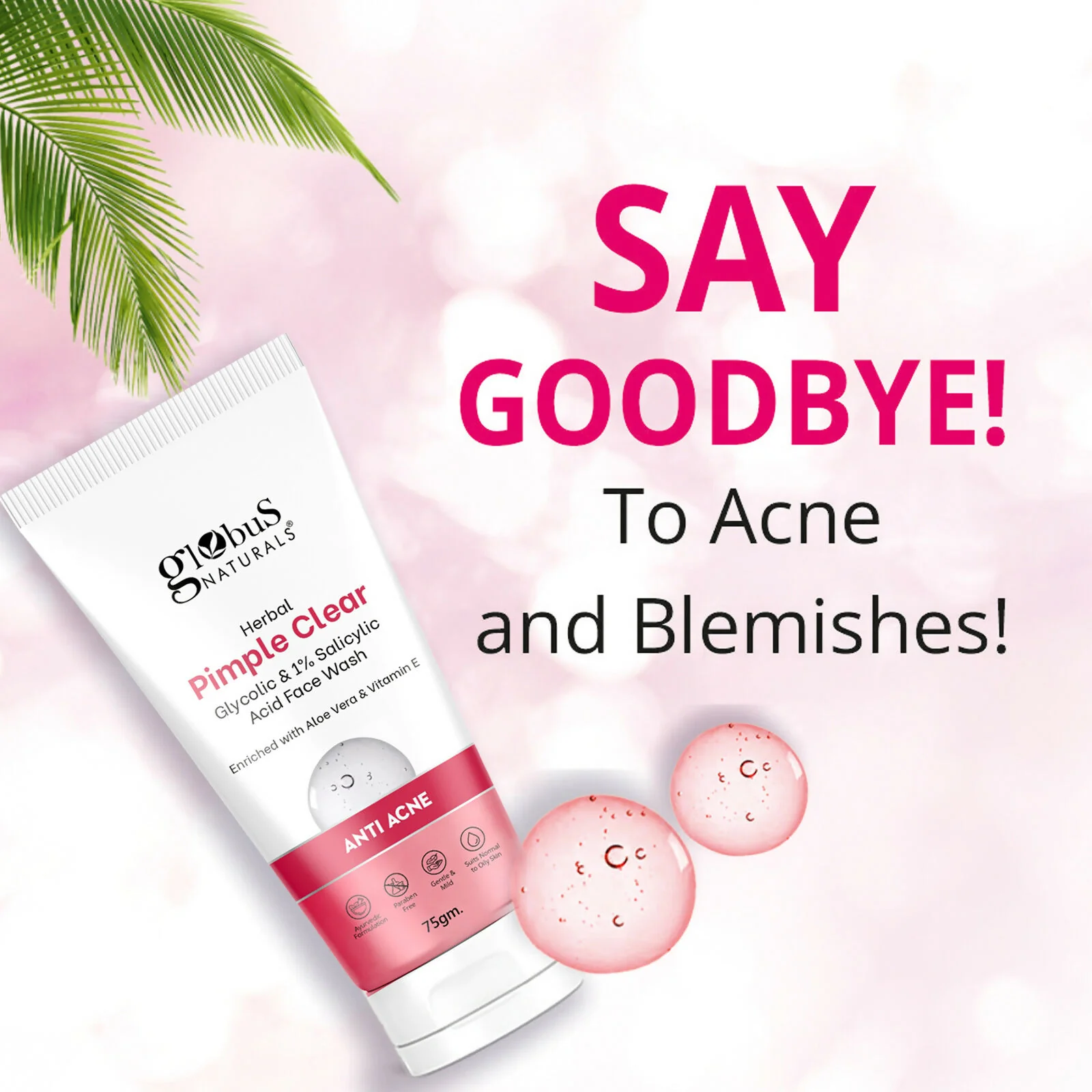 Globus Naturals Herbal Pimple Clear Glycolic & 1% Salicylic Acid Face Wash - Image 9