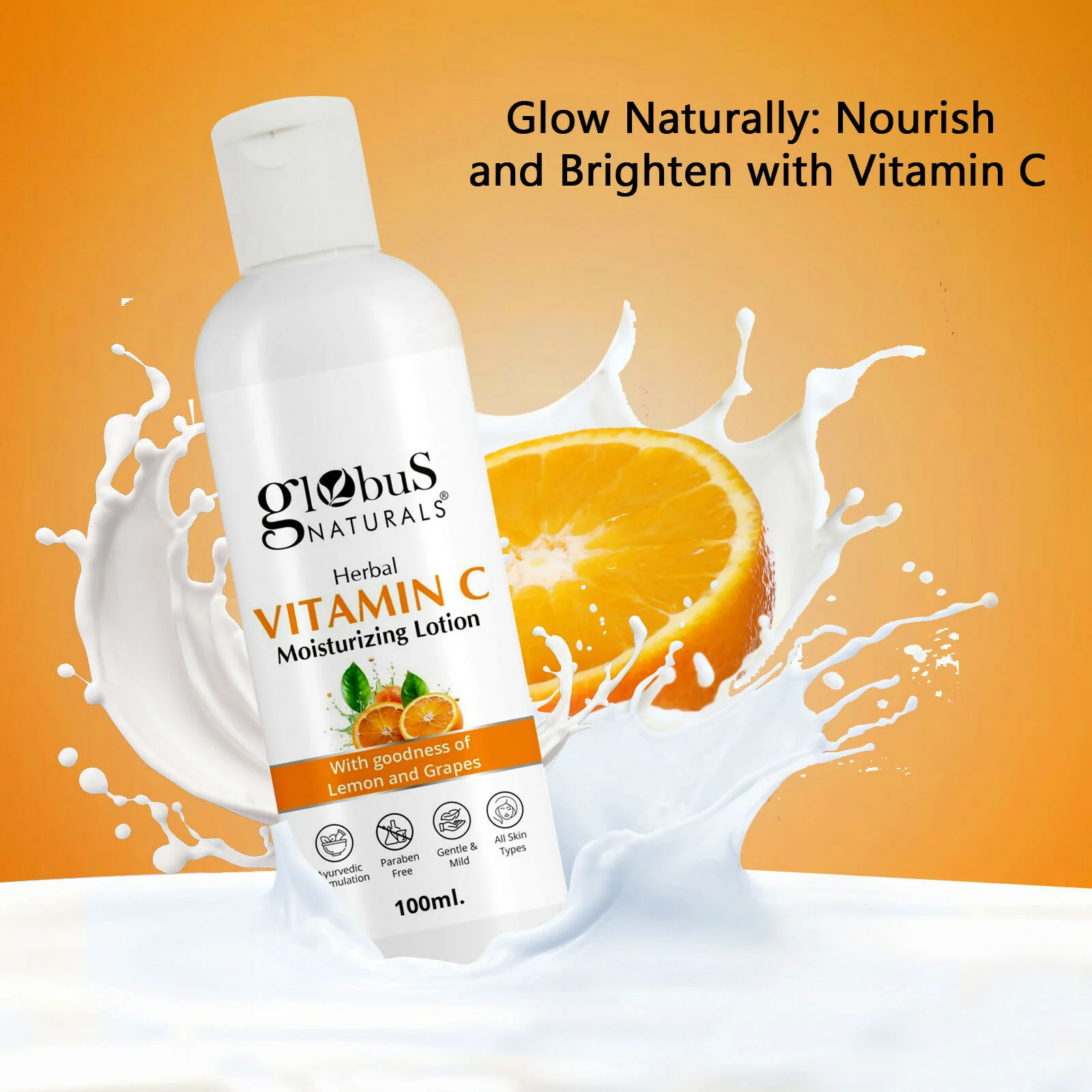 Globus Naturals Herbal Vitamin C Moisturizing Body Lotion For Skin Brightening & Nourishment, Glowing & Youthful Skin, All Skin Types - Image 4