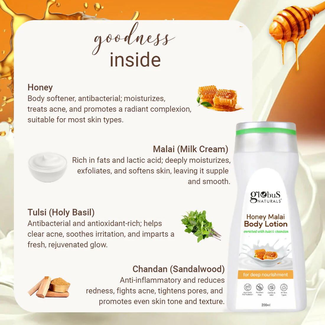 Globus Naturals Honey Malai Body Lotion - Image 5