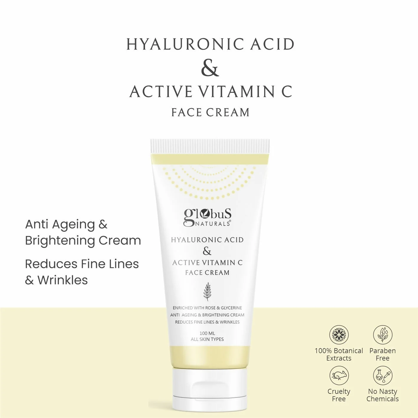 Globus Naturals Hyaluronic Acid & Vitamin C Anti Ageing Face Cream - Image 4
