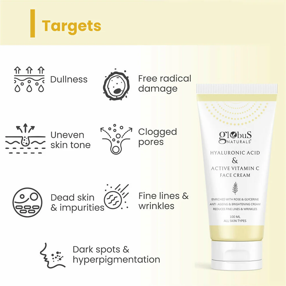 Globus Naturals Hyaluronic Acid & Vitamin C Anti Ageing Face Cream - Image 5