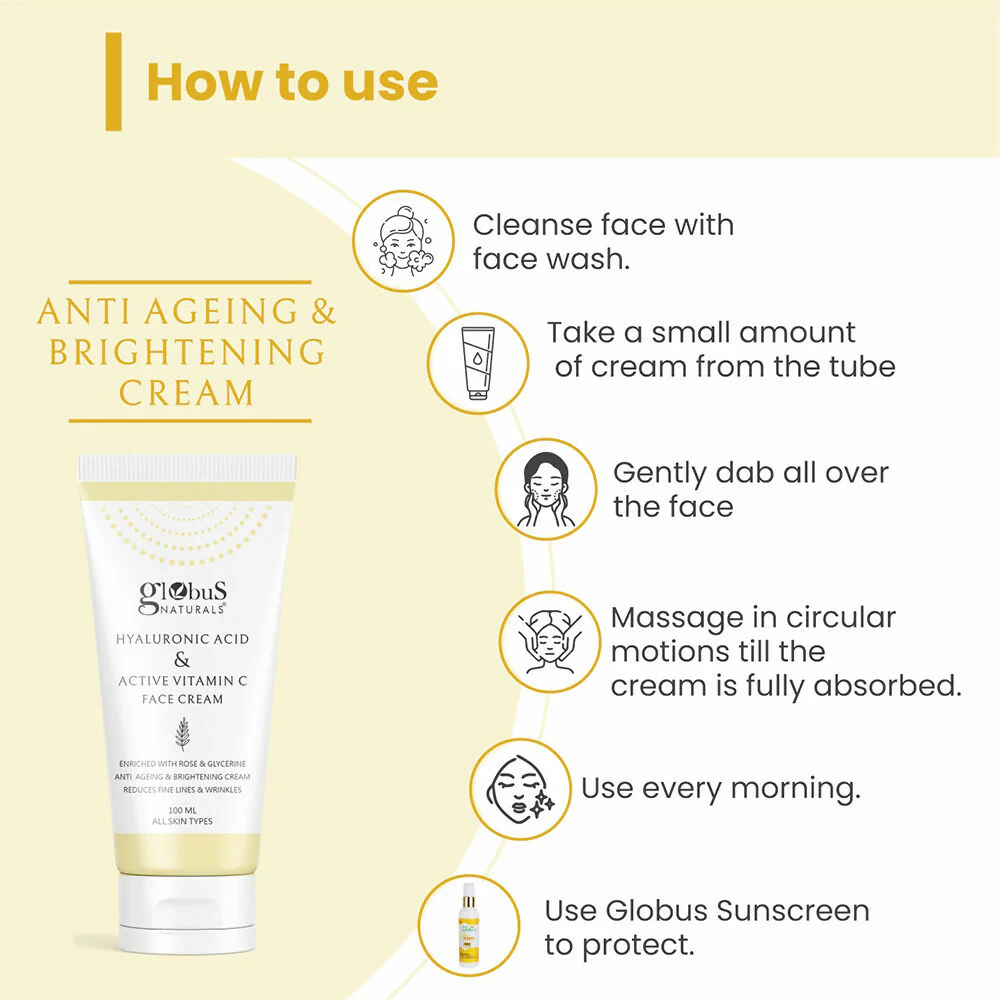 Globus Naturals Hyaluronic Acid & Vitamin C Anti Ageing Face Cream - Image 7