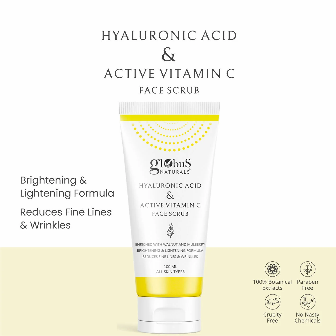 Globus Naturals Hyaluronic Acid & Vitamin C Anti Ageing Face Scrub - Image 3