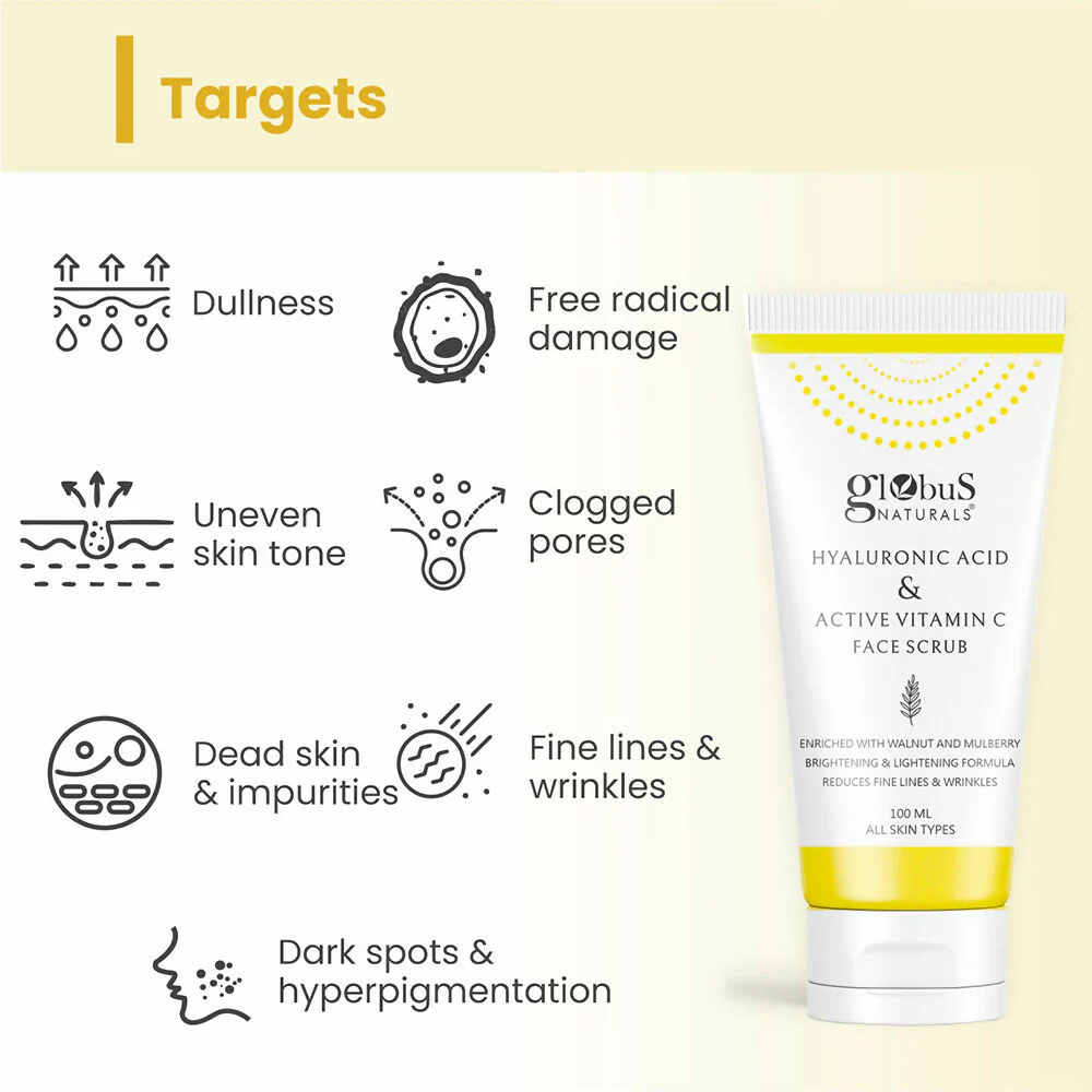 Globus Naturals Hyaluronic Acid & Vitamin C Anti Ageing Face Scrub - Image 4