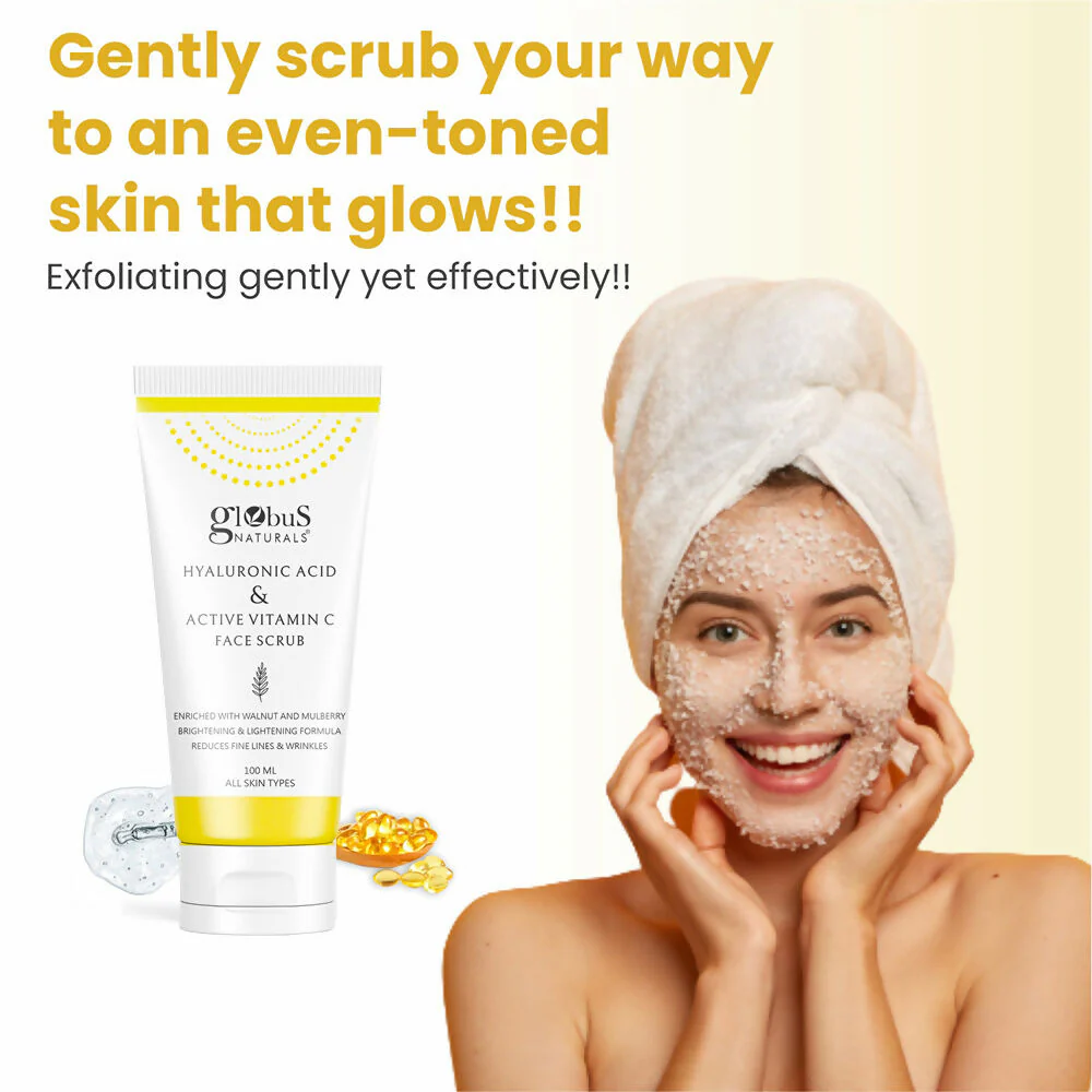 Globus Naturals Hyaluronic Acid & Vitamin C Anti Ageing Face Scrub - Image 5